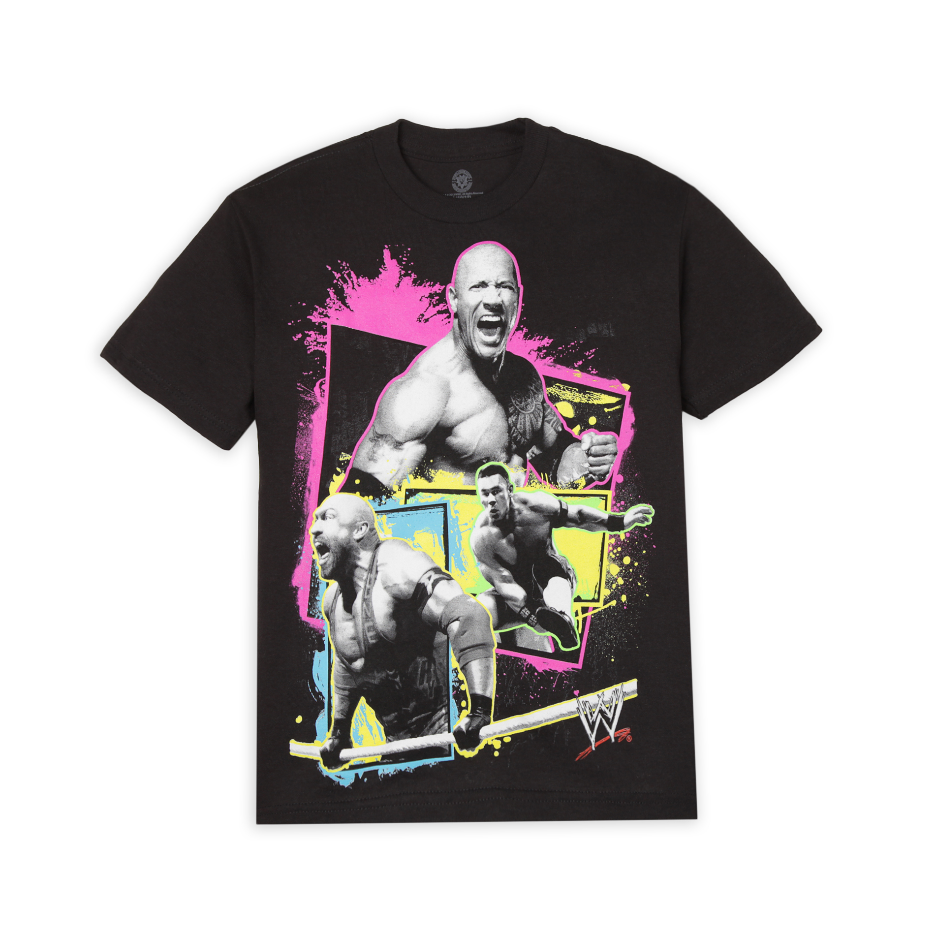 WWE Boy's Graphic T-Shirt - The Rock  John Cena & Ryback
