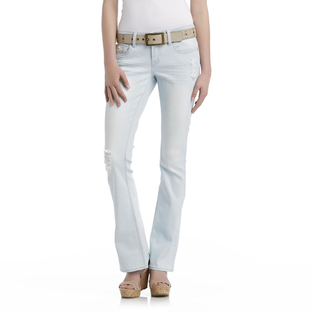 Bongo Junior's Flared Distressed Jeans & Faux Leather Belt