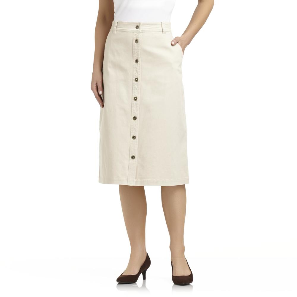 Laura Scott Women's Button-Front Twill Skirt