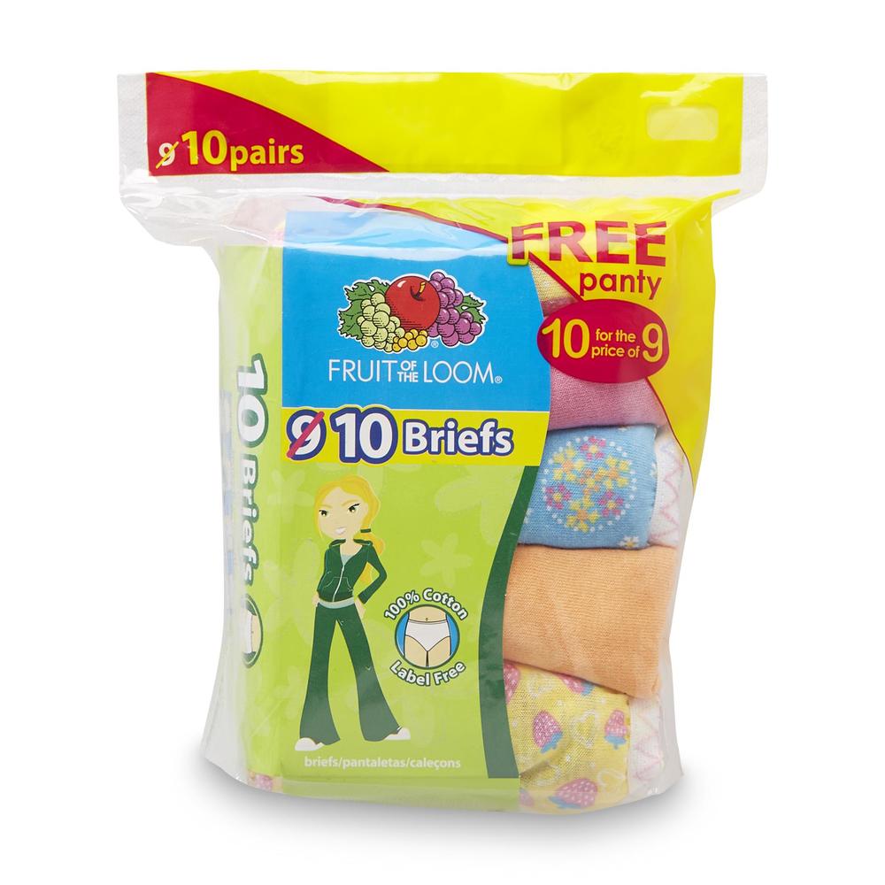 Fruit of the Loom Girl's 10-Pack Briefs - Assorted Prints