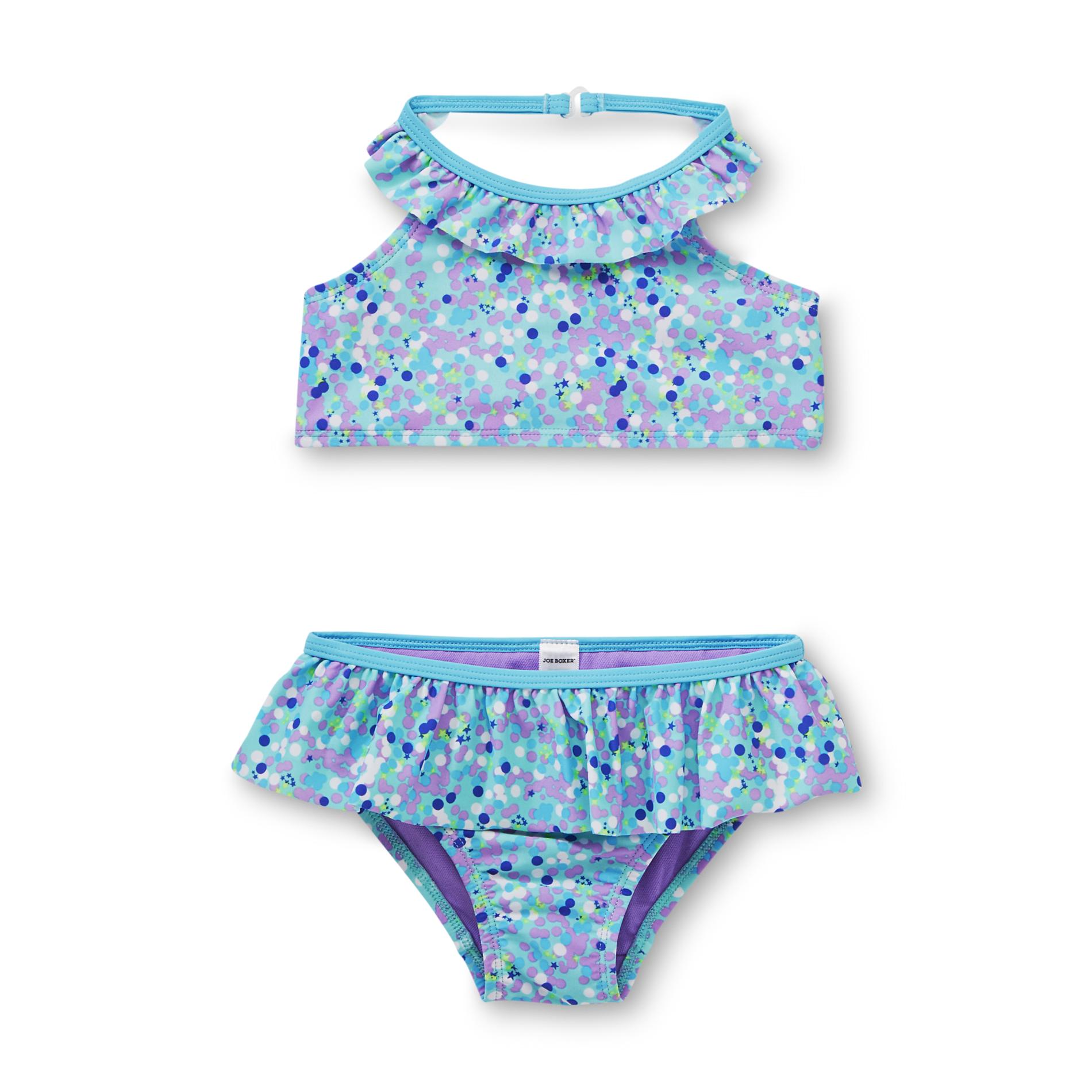 Joe Boxer Toddler Girl's Swimsuit Top & Bottoms - Bubbles & Stars