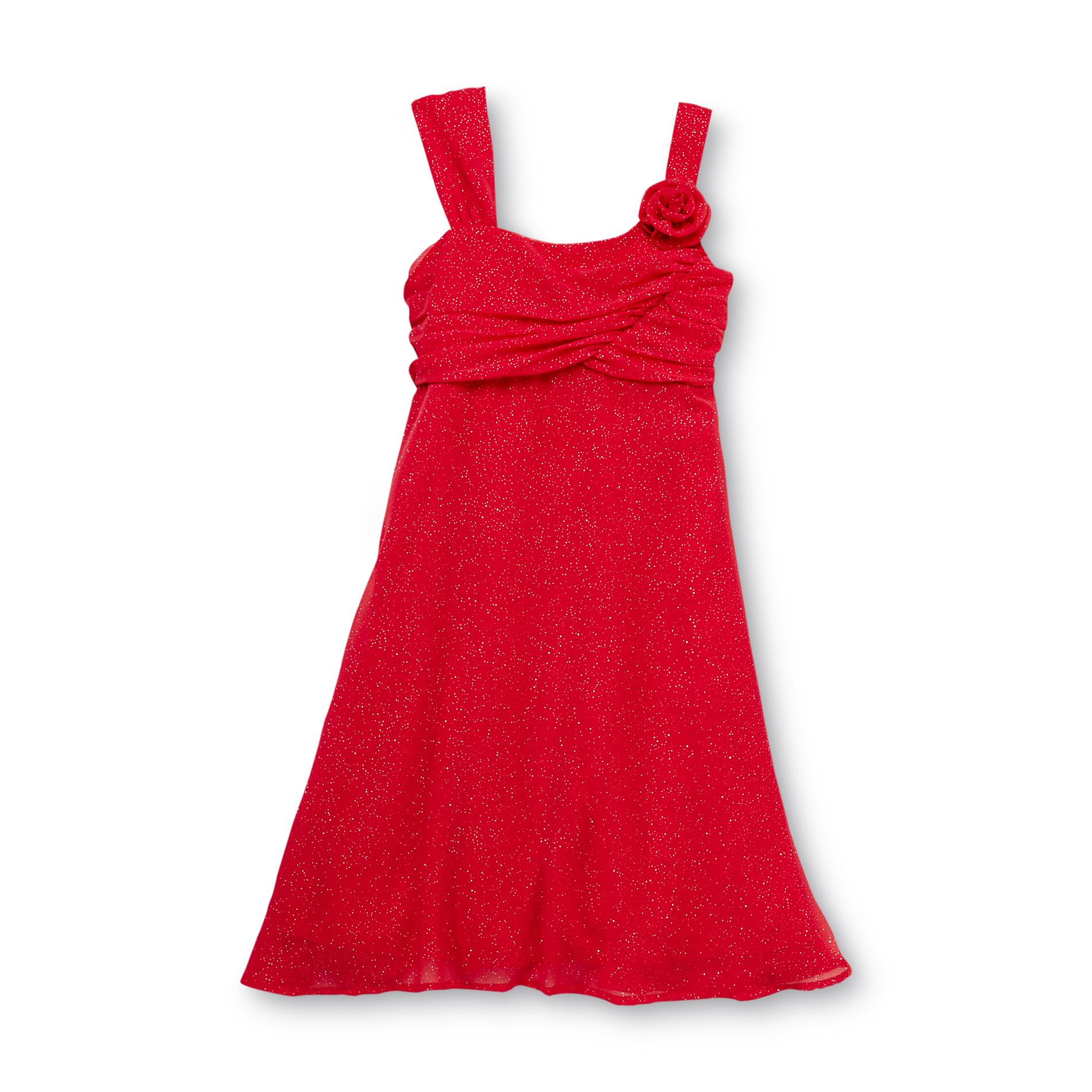 Holiday Editions Girl's Sleeveless Ruched-Top Party Dress - Spangled