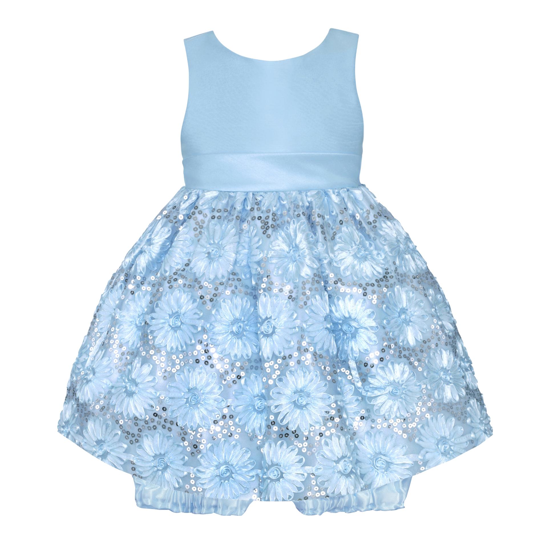 American Princess Infant Girl's Party Dress & Diaper Cover - Floral & Sequins