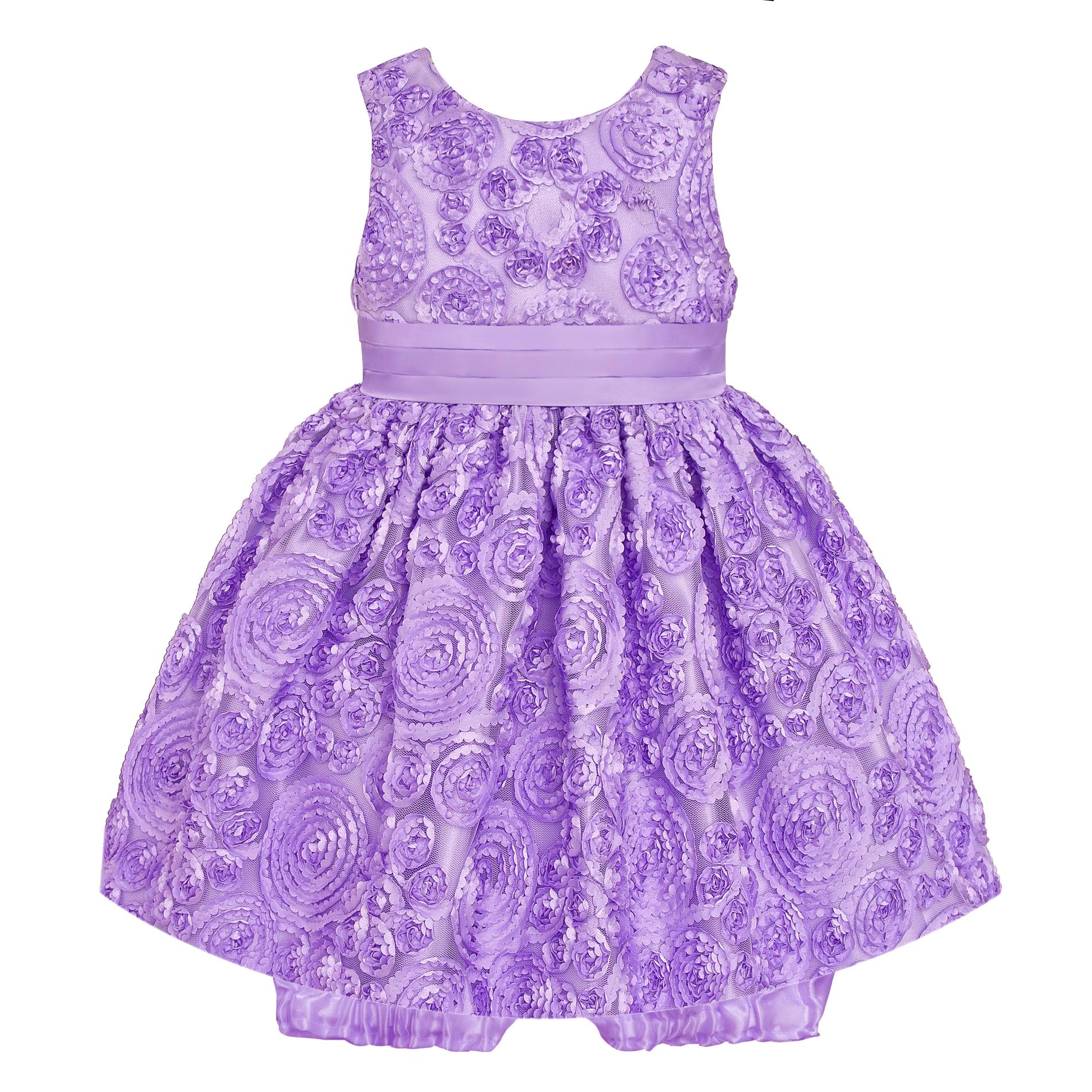 American Princess Infant & Toddler Girl's Ribbon-Embellished Party Dress & Diaper Cover - Swirls
