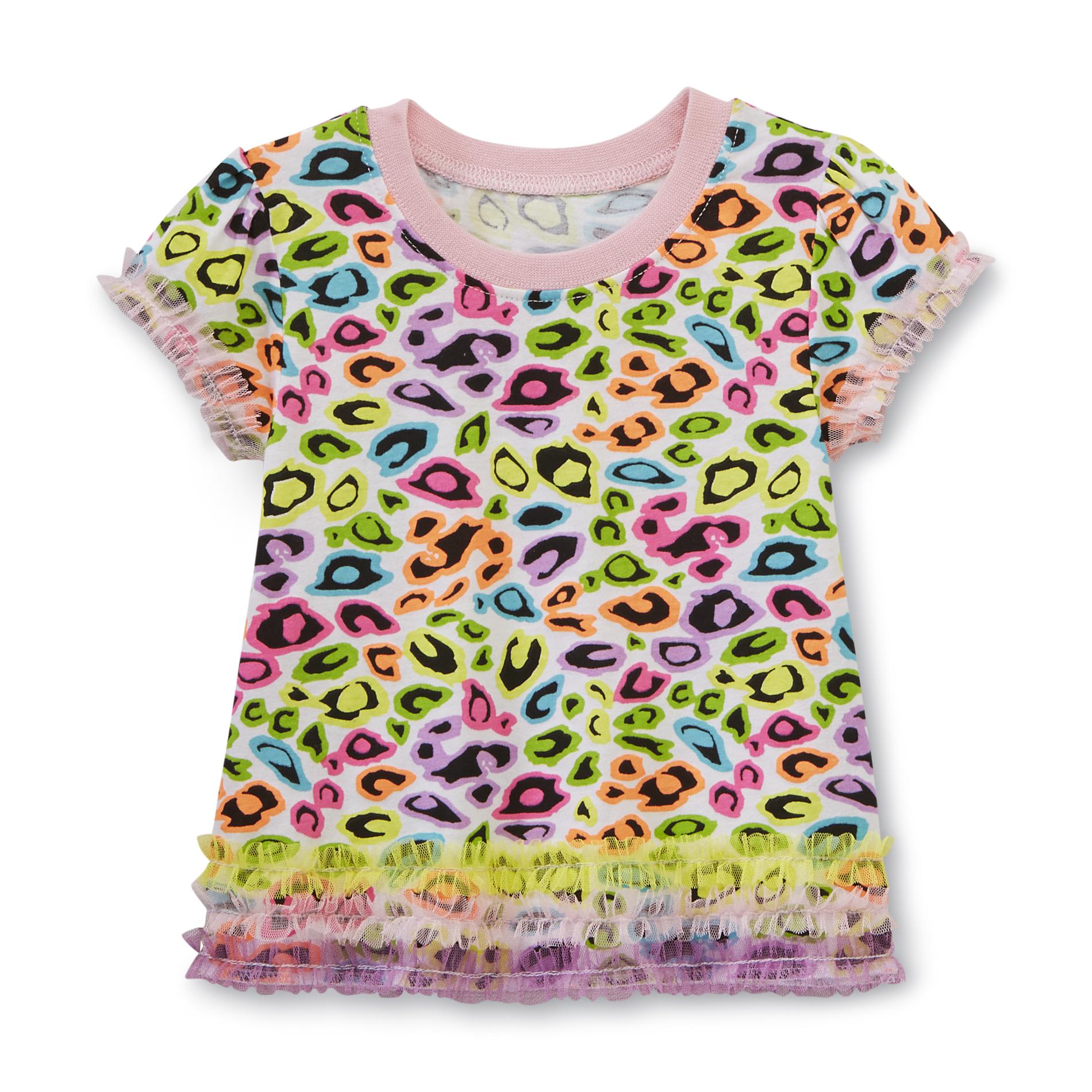 Piper Infant & Toddler Girl's Tulle Ruffle Top - Neon Leopard Print