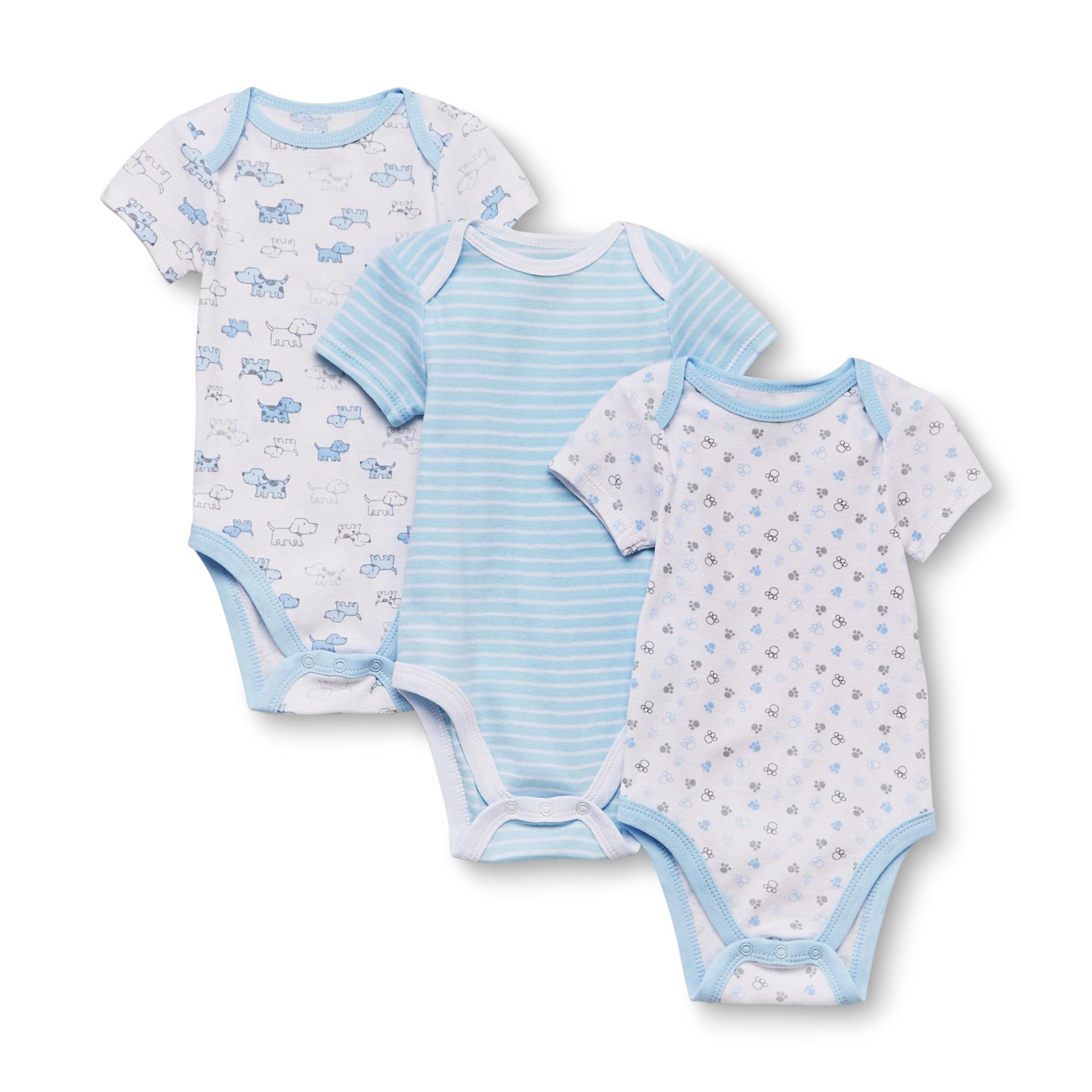 Welcome to the World Newborn Boy's 3 Pack Bodysuits - Dogs