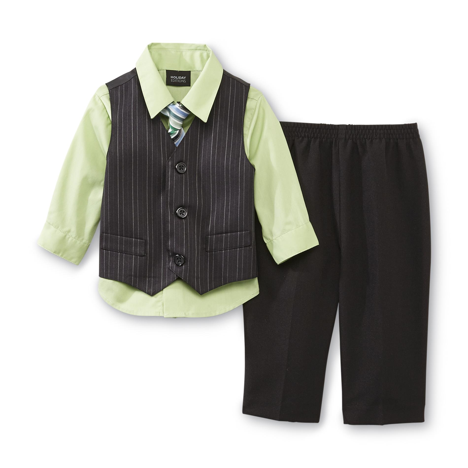 Holiday Editions Newborn Boy's Shirt  Tie  Vest & Dress Pants