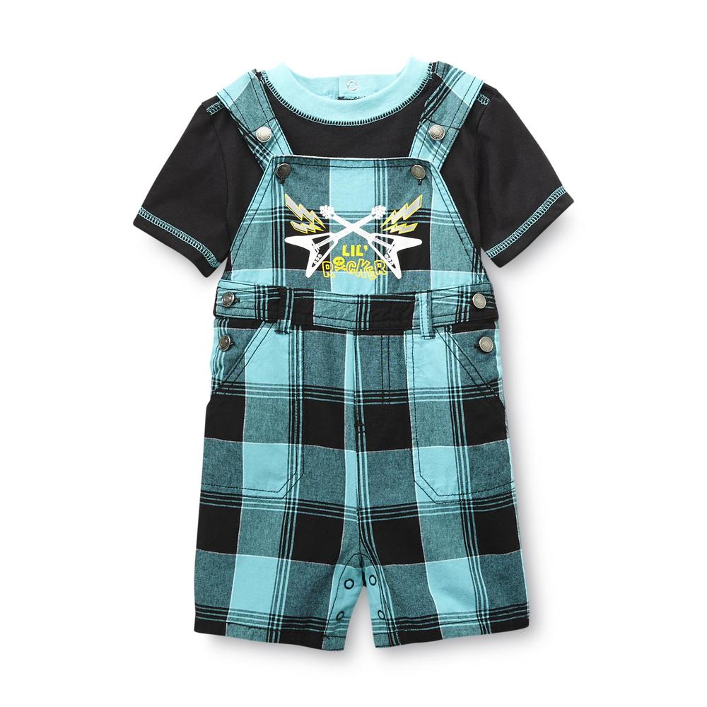 WonderKids Infant Boy's T-Shirt & Shortalls - Guitars & Plaid