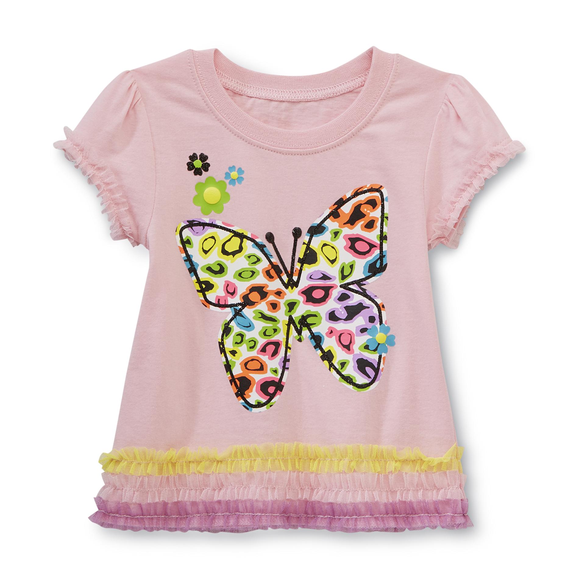 Piper Infant & Toddler Girl's Tulle Ruffle Top - Neon Leopard Butterfly