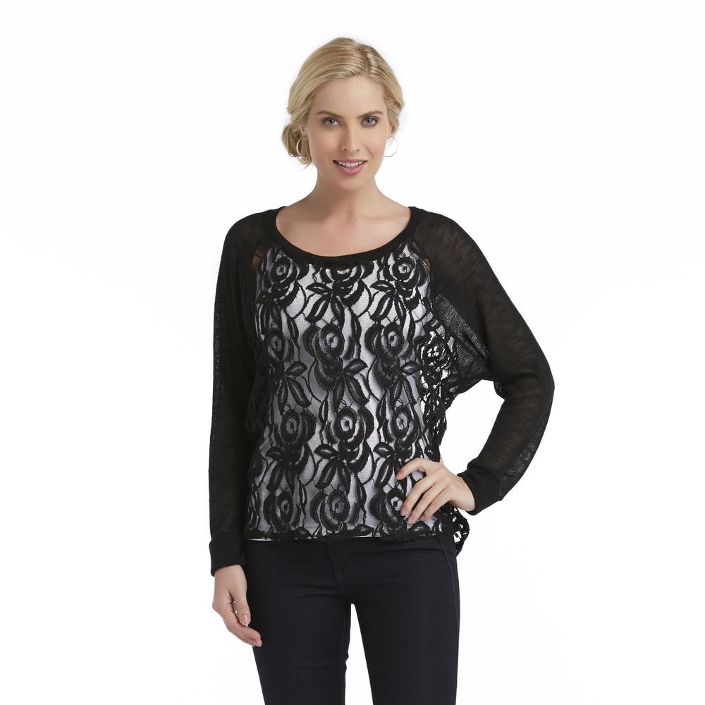 Metaphor Women's High-Low Embroidered Lace Top