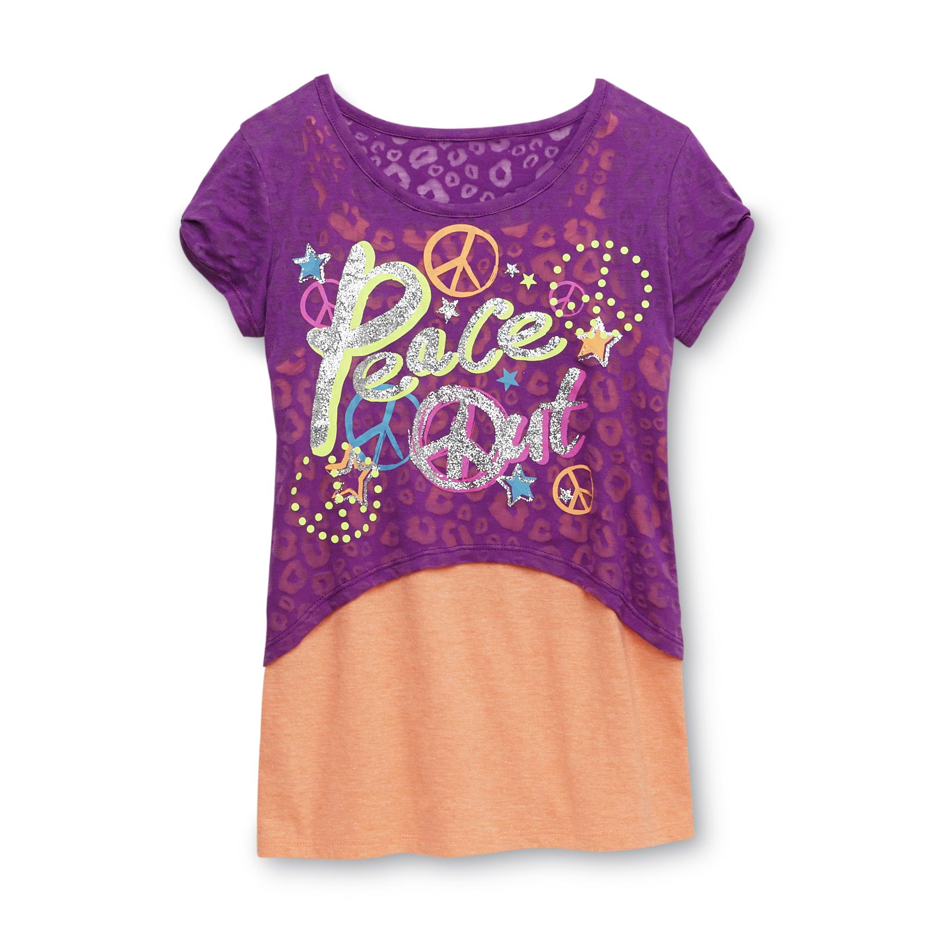 Piper Girl's Burnout Crop Top & Cami - Peace Out