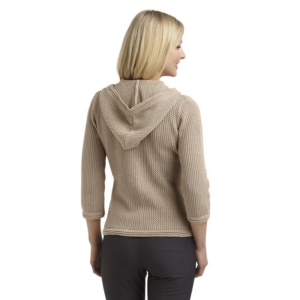 Jaclyn Smith Women's Plus Zip Front Hooded Sweater
