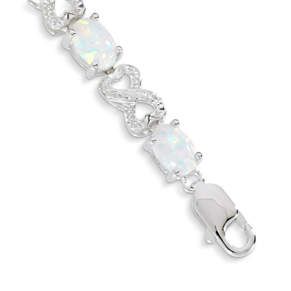 Opal Sterling Silver Hearts Bracelet