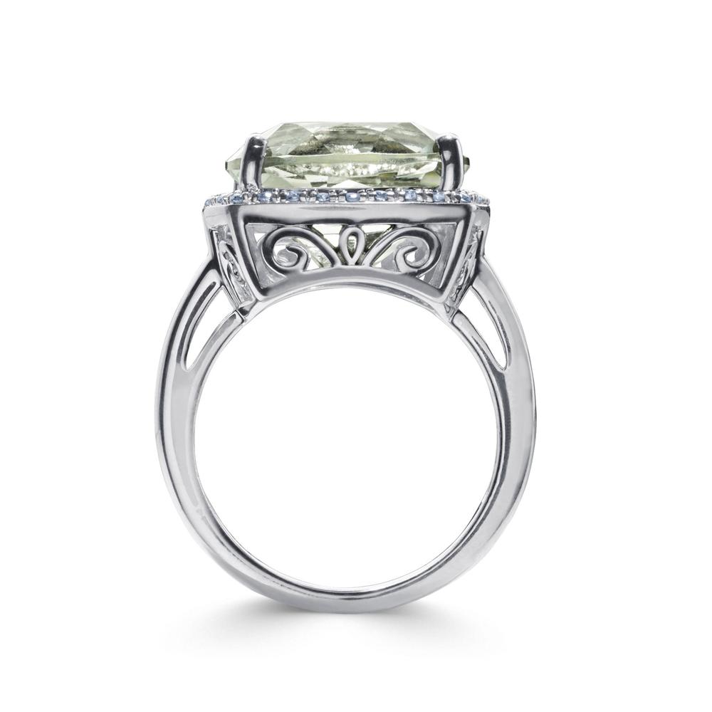 Bella Riche 9.75 Cttw. Green Amethyst Sterling Silver Cushion Ring