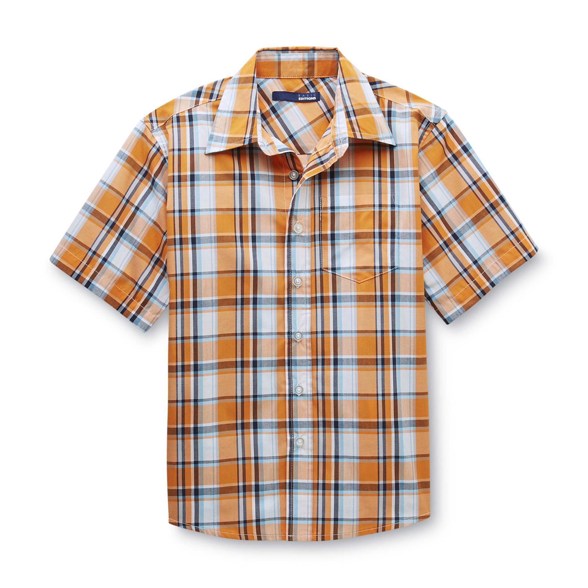 Basic Editions Boy's Woven Short-Sleeve Shirt - Plaid