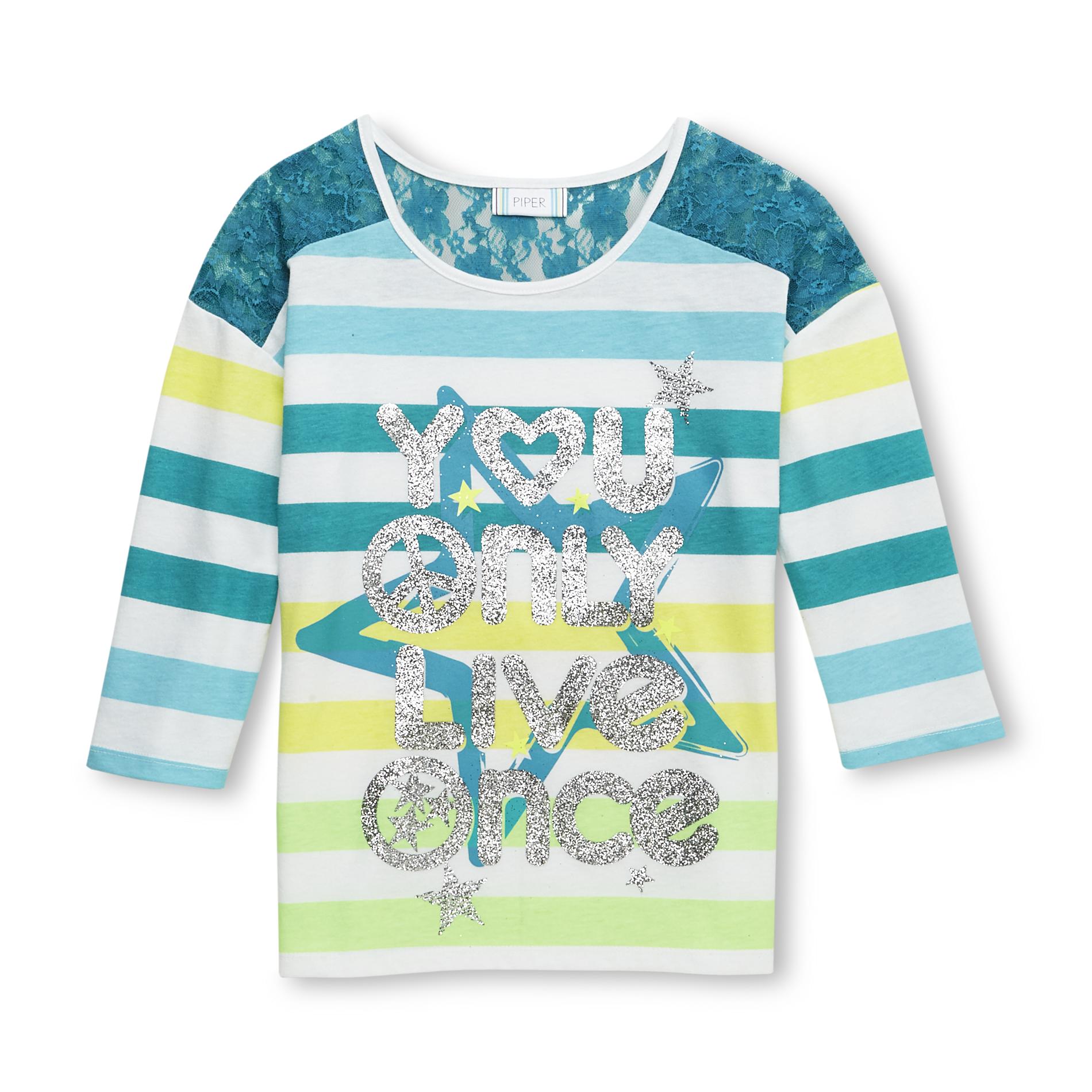 Piper Girl's Lace Yoke Top - You Only Live Once