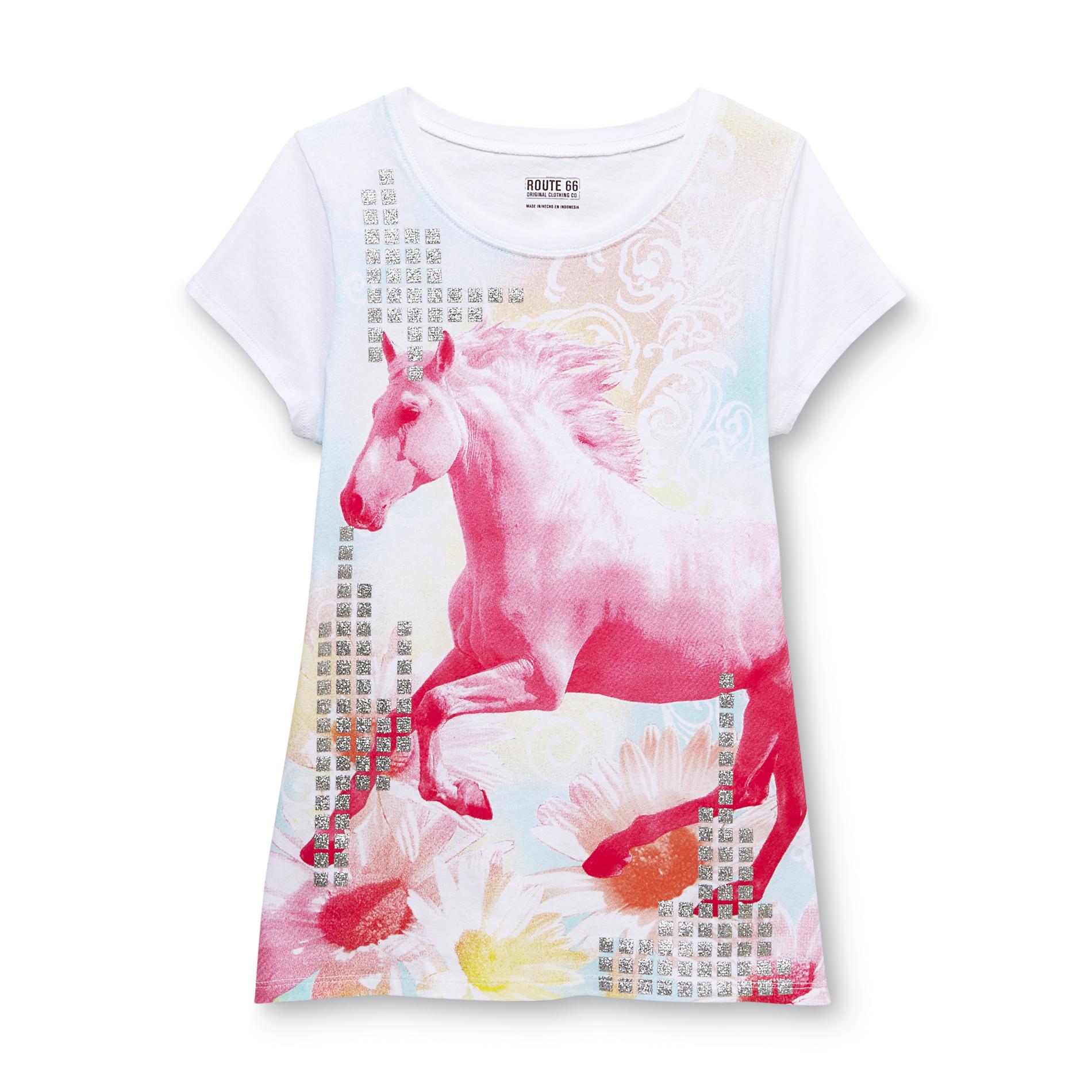 Route 66 Girl's Graphic T-Shirt - Sparkle Horse