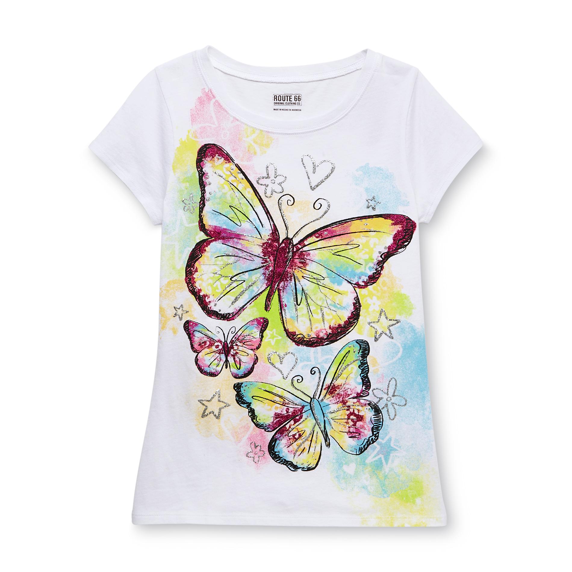 Route 66 Girl's Graphic Short-Sleeve Top - Butterflies
