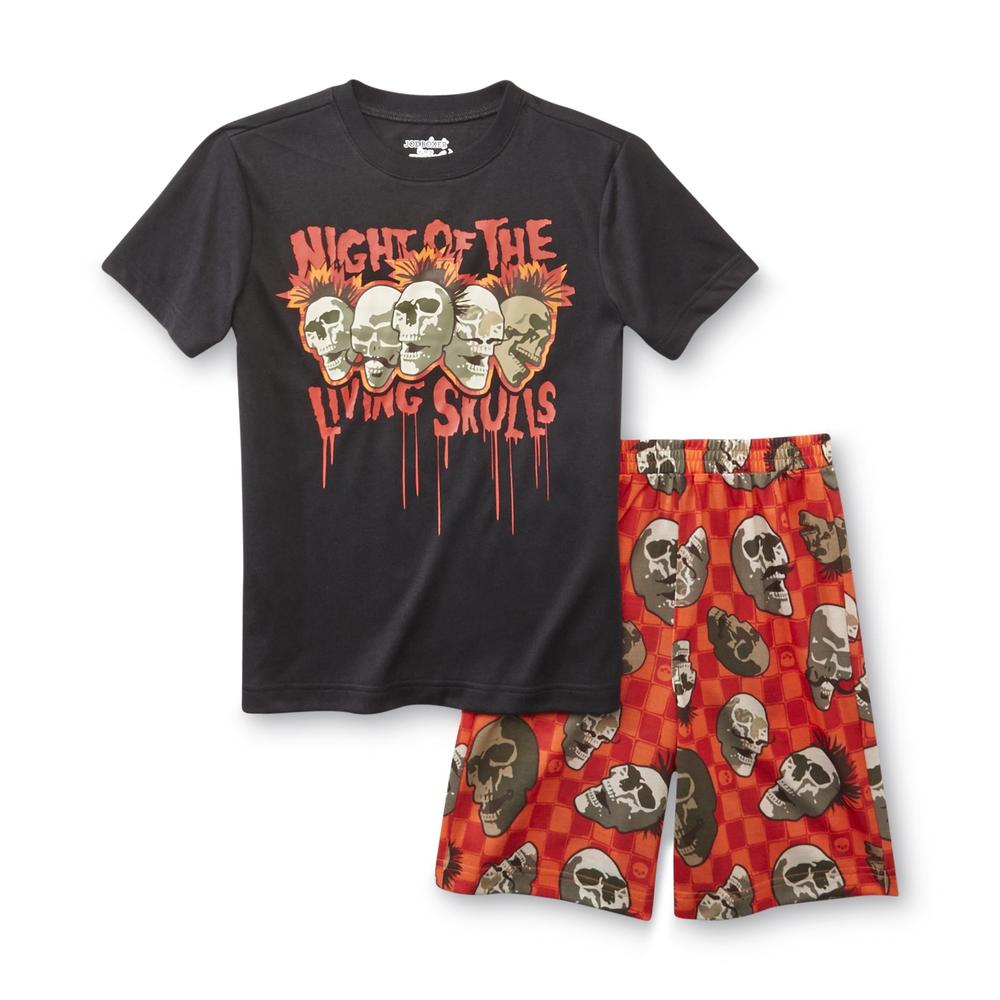 Joe Boxer Boy's Pajama Shirt & Shorts - Night Of The Living Skulls