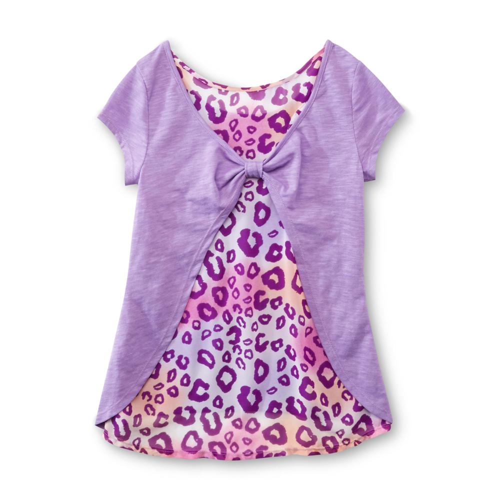 Piper Girl's Embellished Cap Sleeve Top - Leopard Print