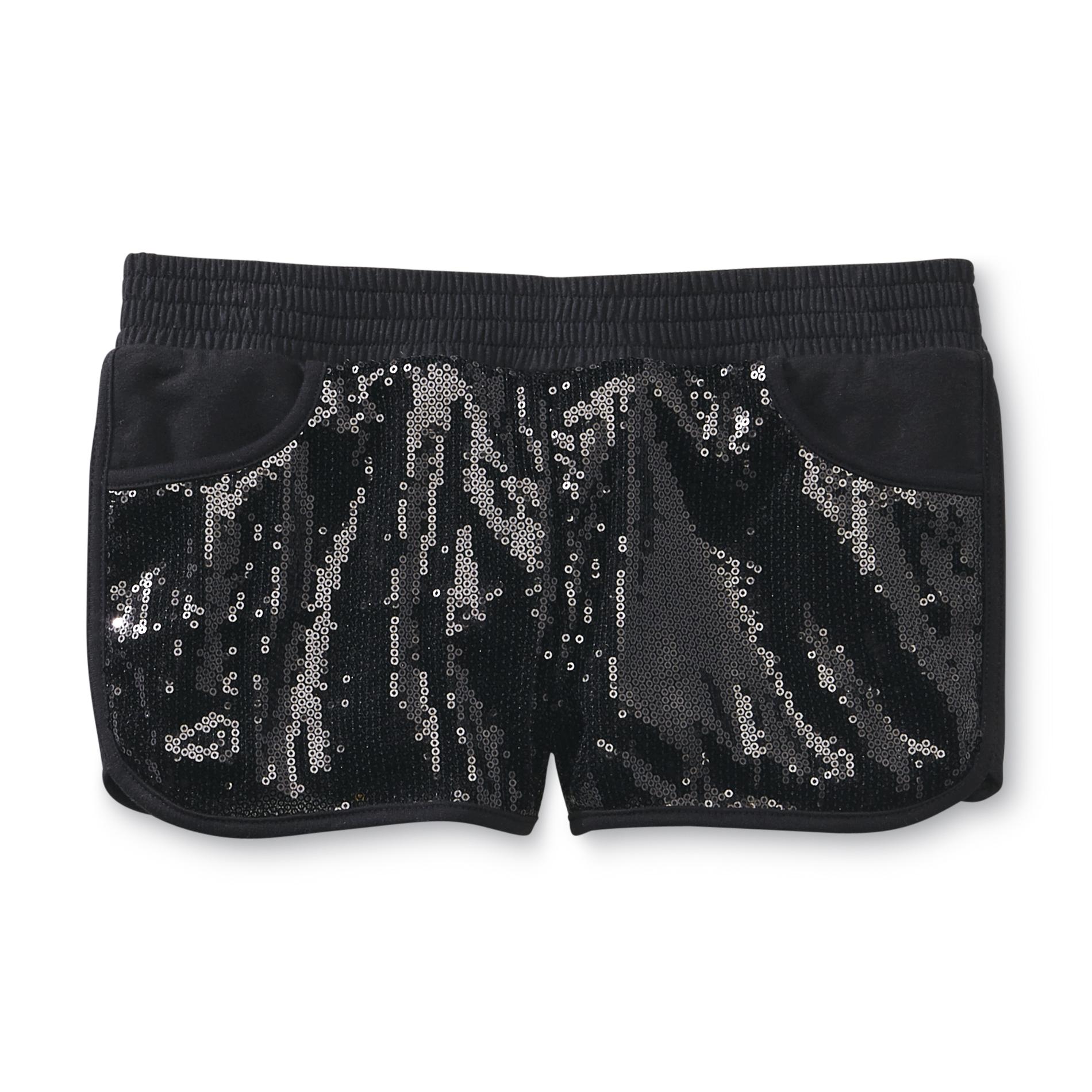 Piper Active Girl's French Terry Shorts - Sequined