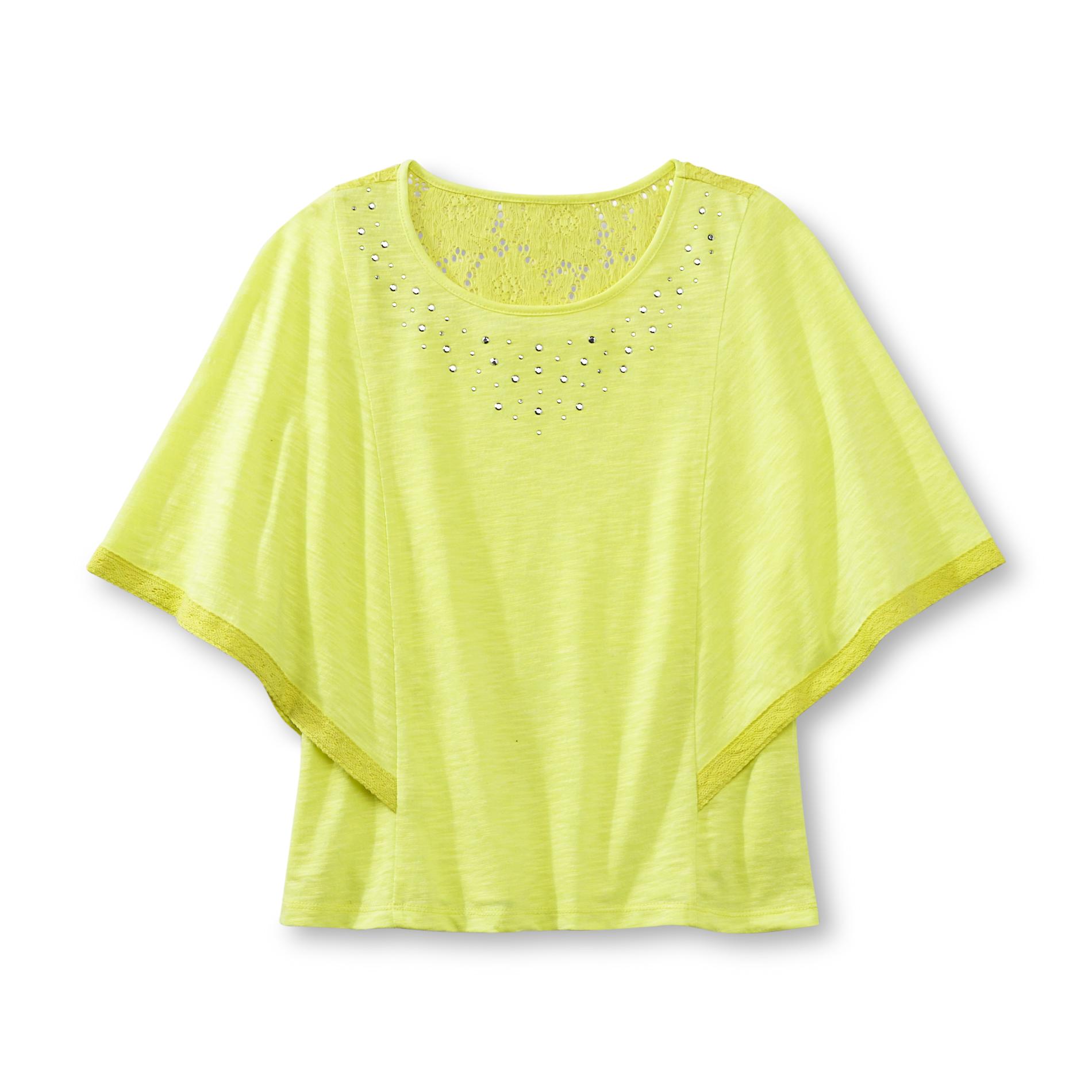 Route 66 Girl's Batwing Sleeve Top - Studs & Lace