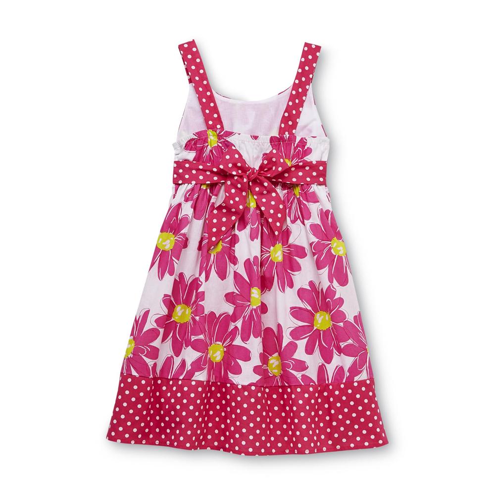 Basic Editions Girl's Sleeveless Sundress - Floral Polka Dot