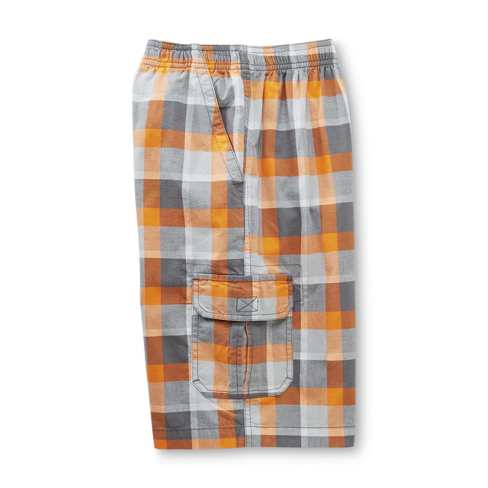 Basic Editions Boy's Pull-On Cargo Shorts - Plaid