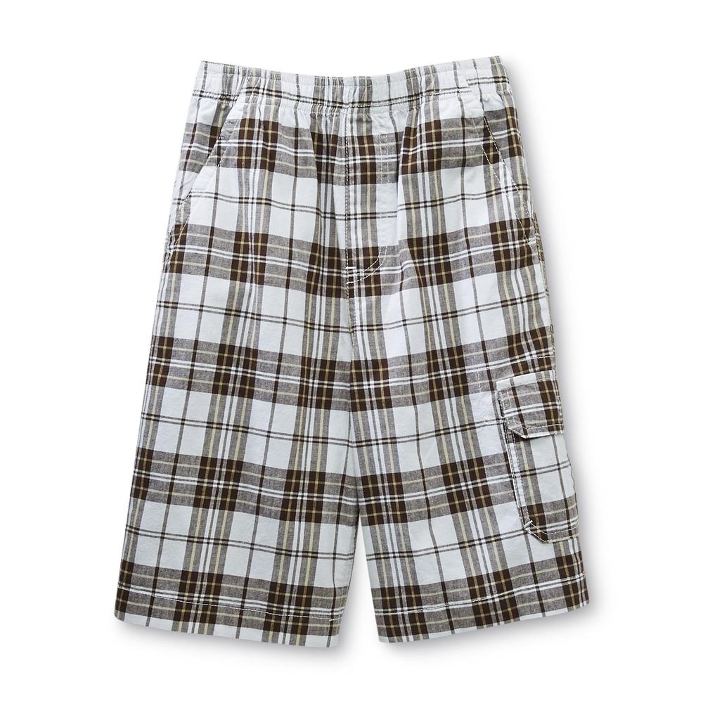 Basic Editions Boy's Pull-On Cargo Shorts - Plaid