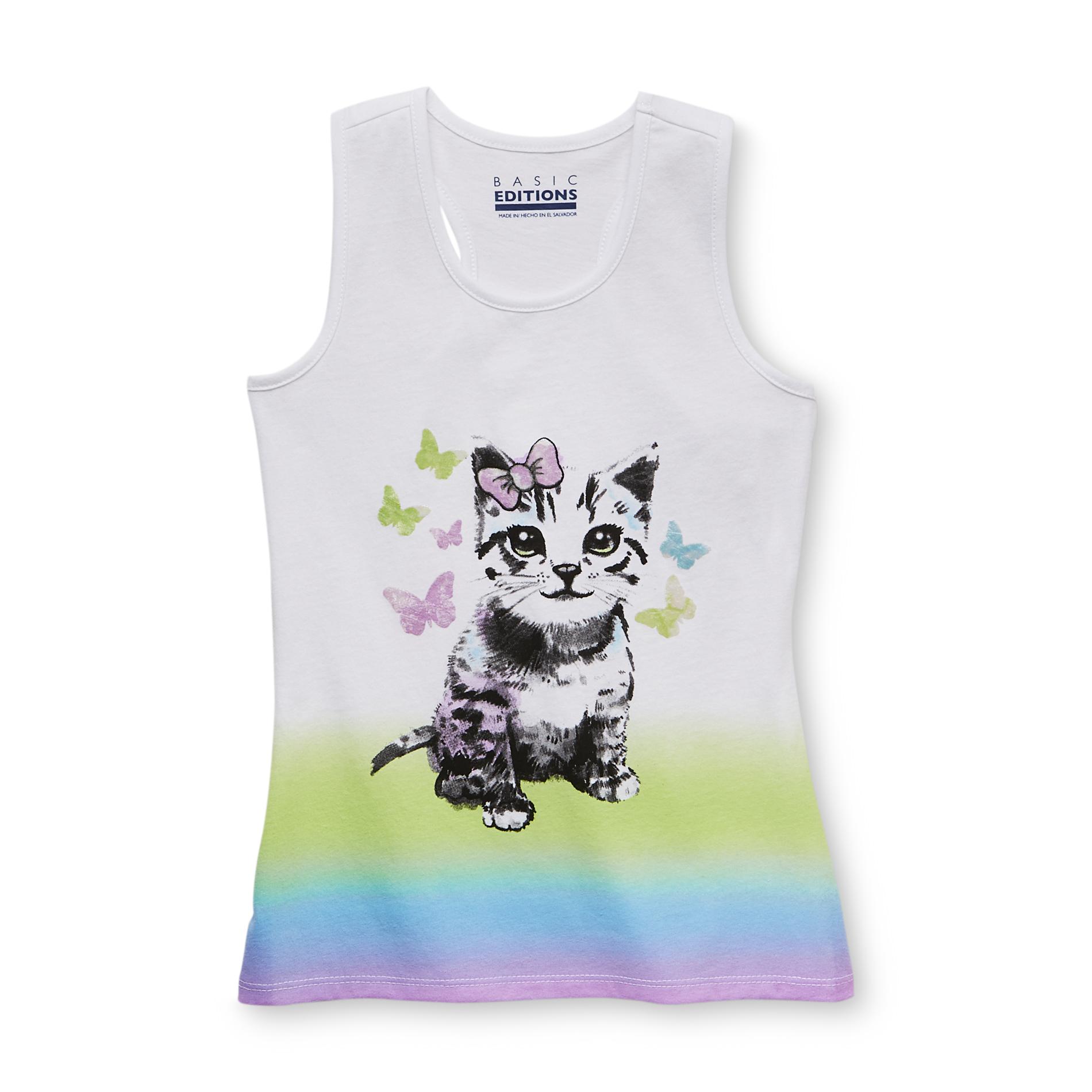 Basic Editions Girl's Racerback Tank Top - Ombre Cat