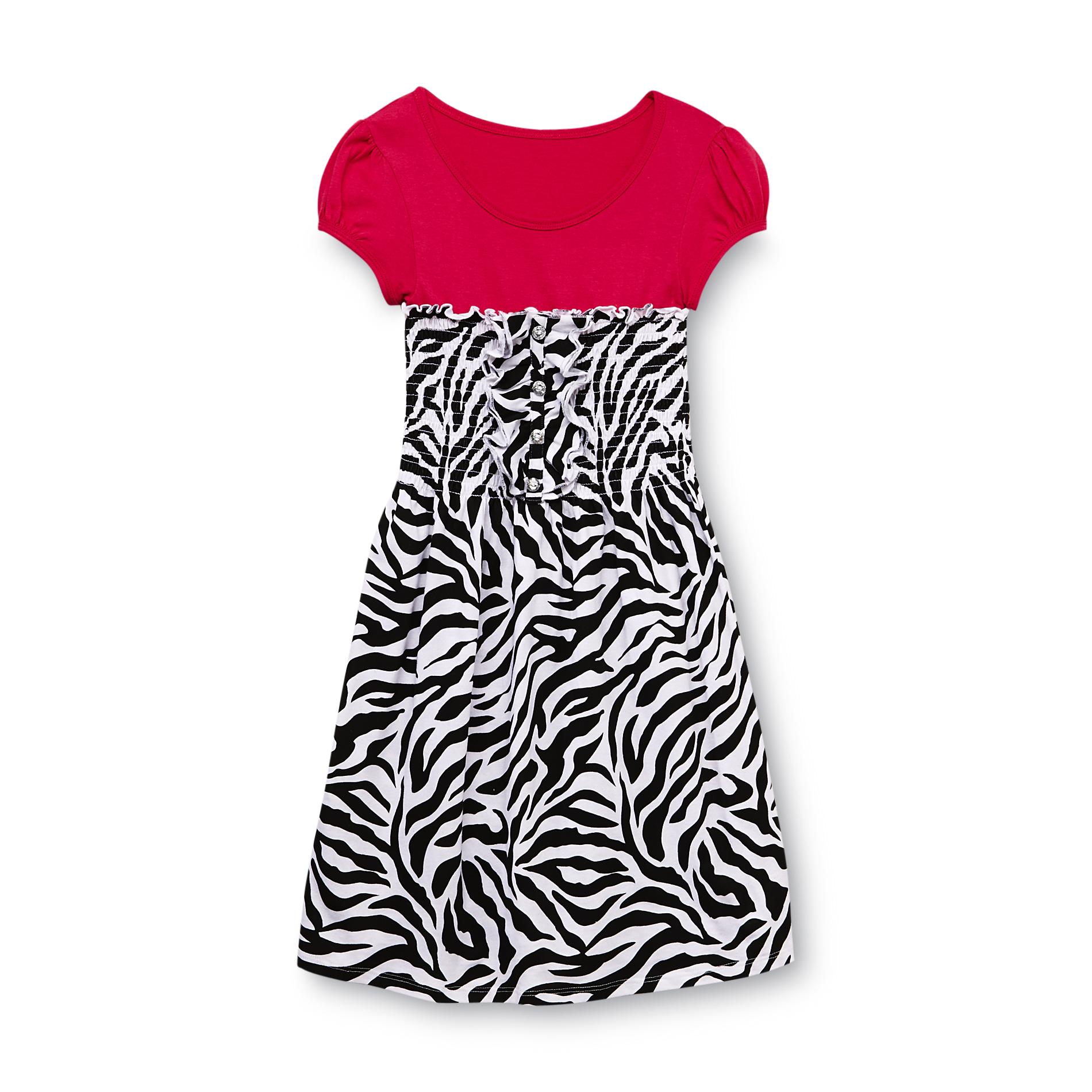 Basic Editions Girl's High-Waist Knit Dress - Zebra Print