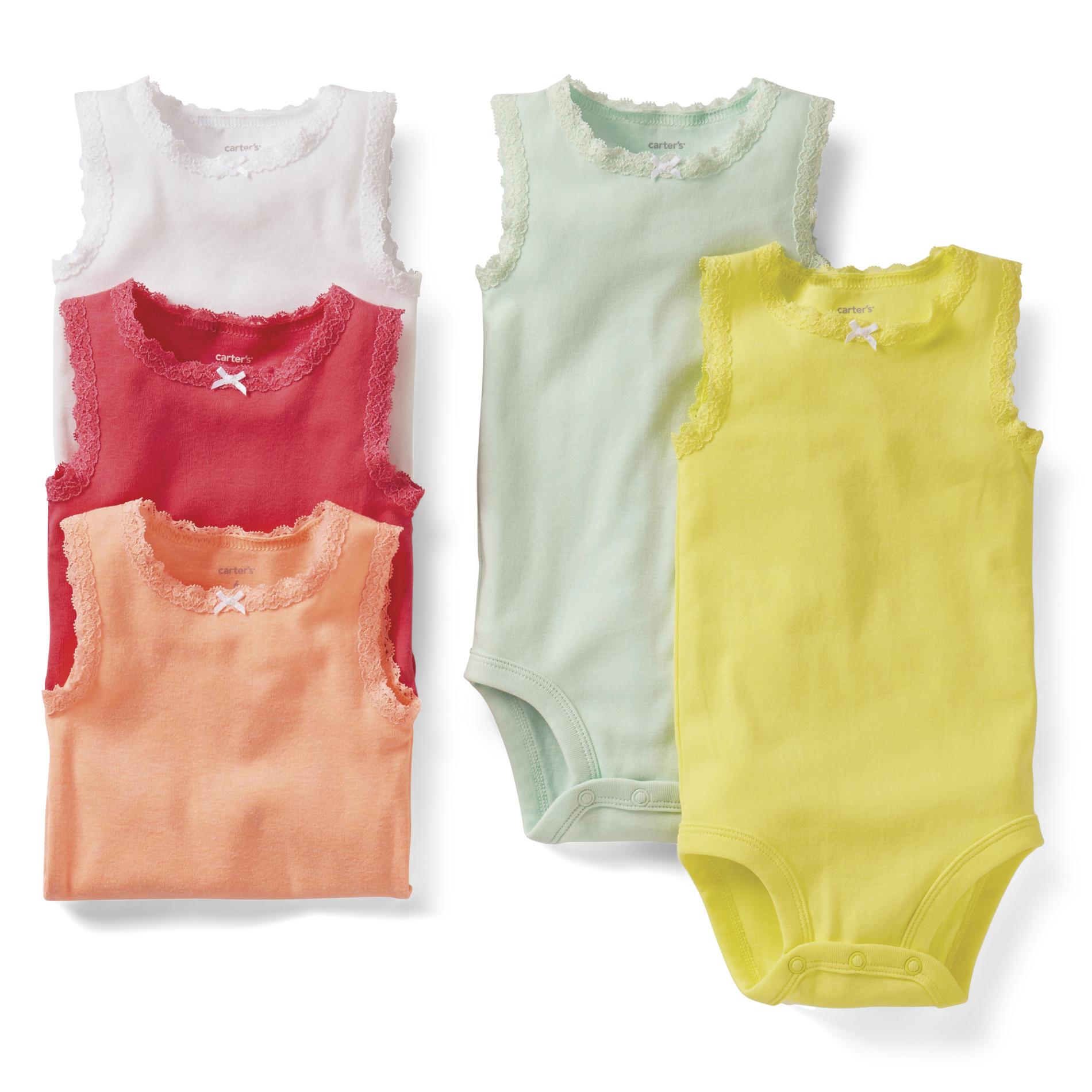 Carter's Newborn & Infant Girl's 5-Pack Sleeveless Bodysuits - Lace Trim