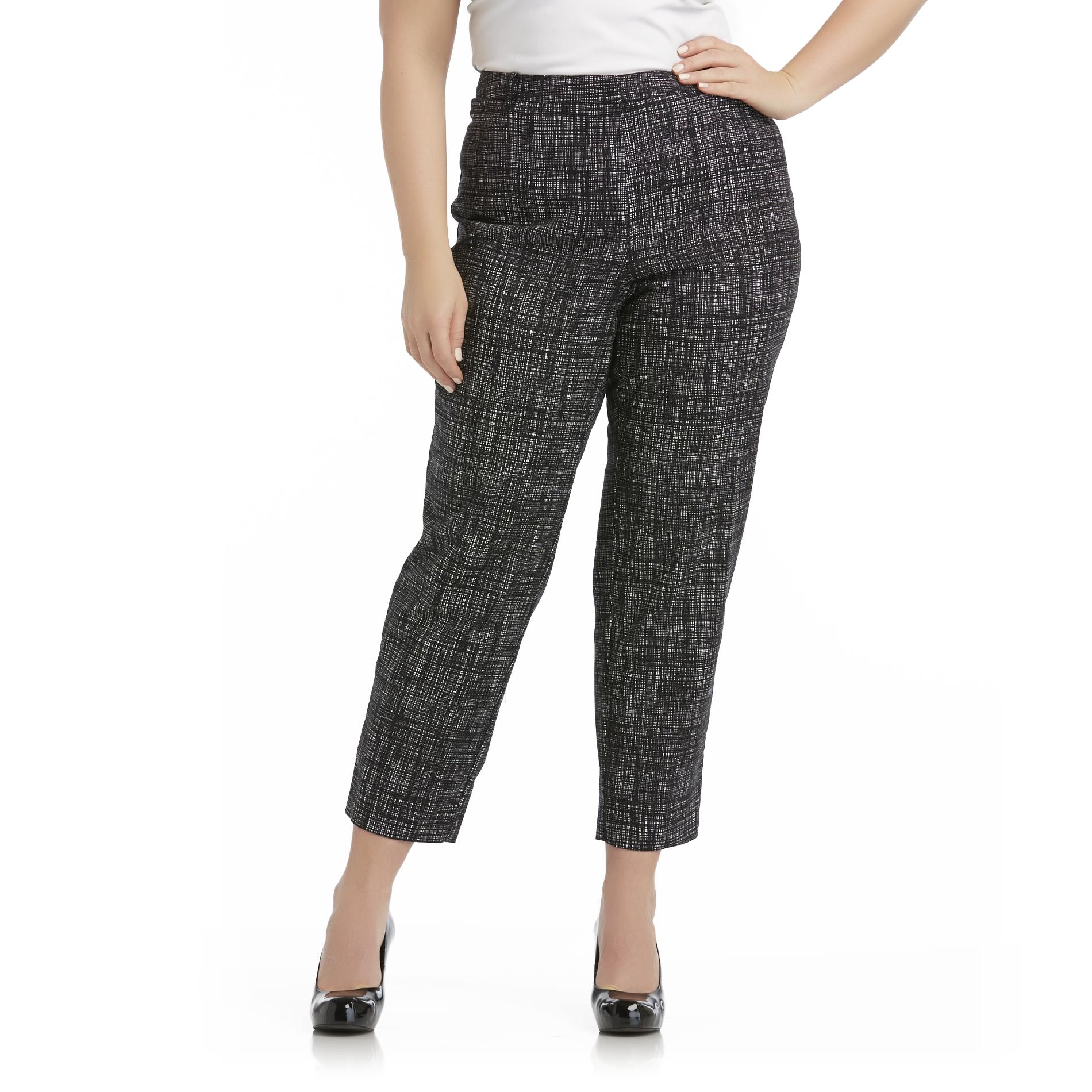Jaclyn Smith Women's Plus Slim Leg Capri Pants - Grid