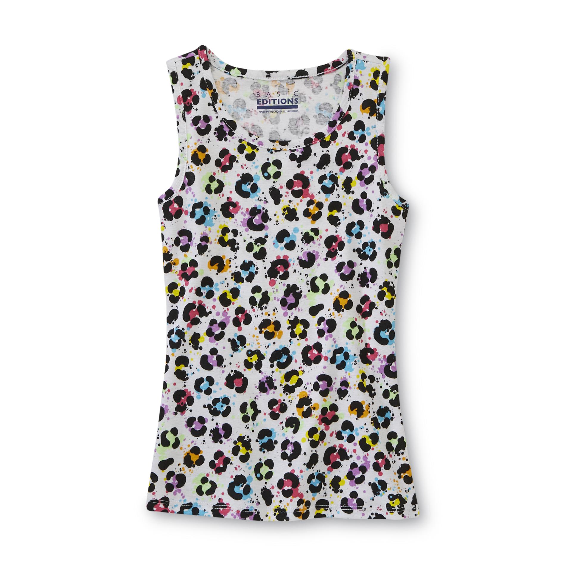 Basic Editions Girl's Knit Tank Top - Leopard Print