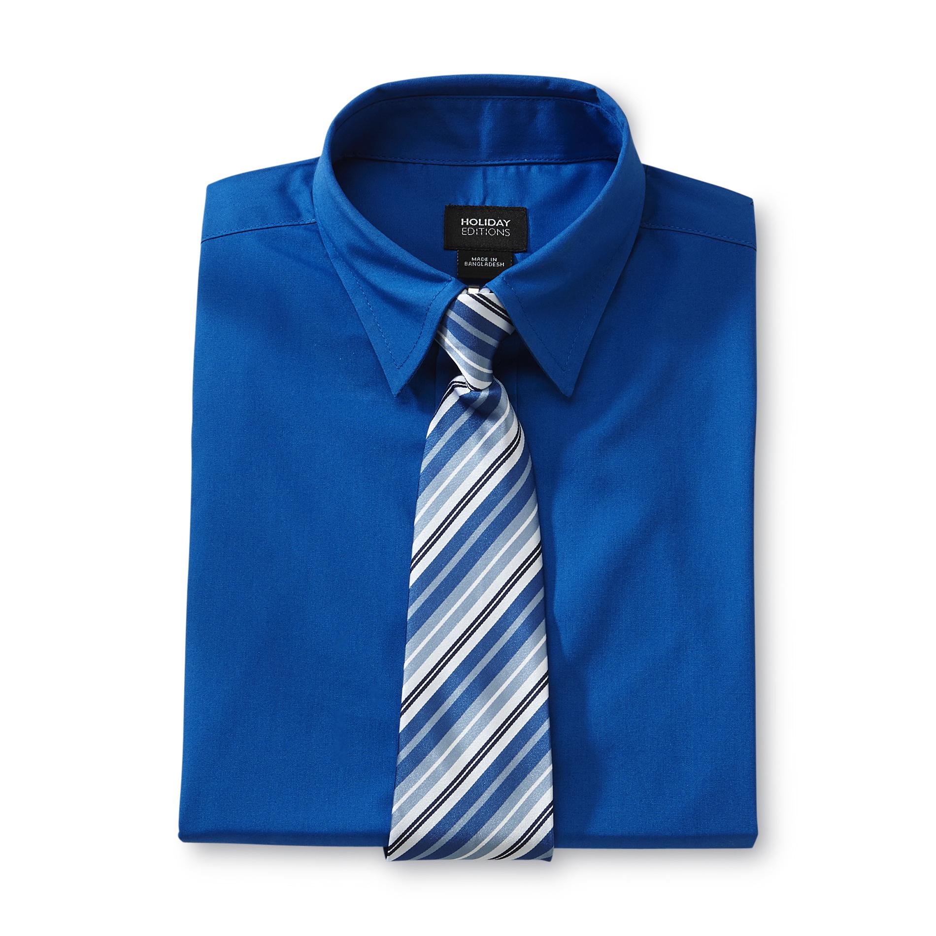 Holiday Editions Boy's Dress Shirt & Tie - Striped