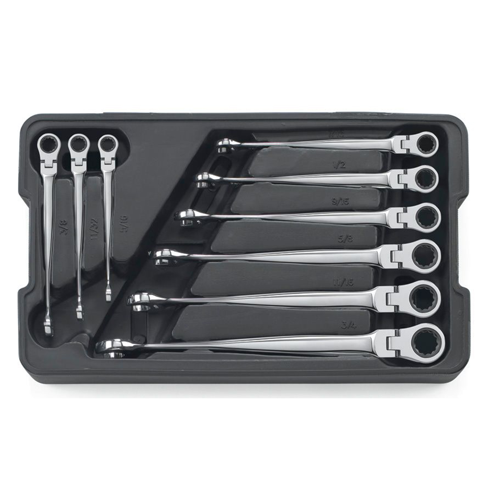 GearWrench 85298 9pc X-Beam Flex Head Combination Ratcheting Wrench Set; SAE