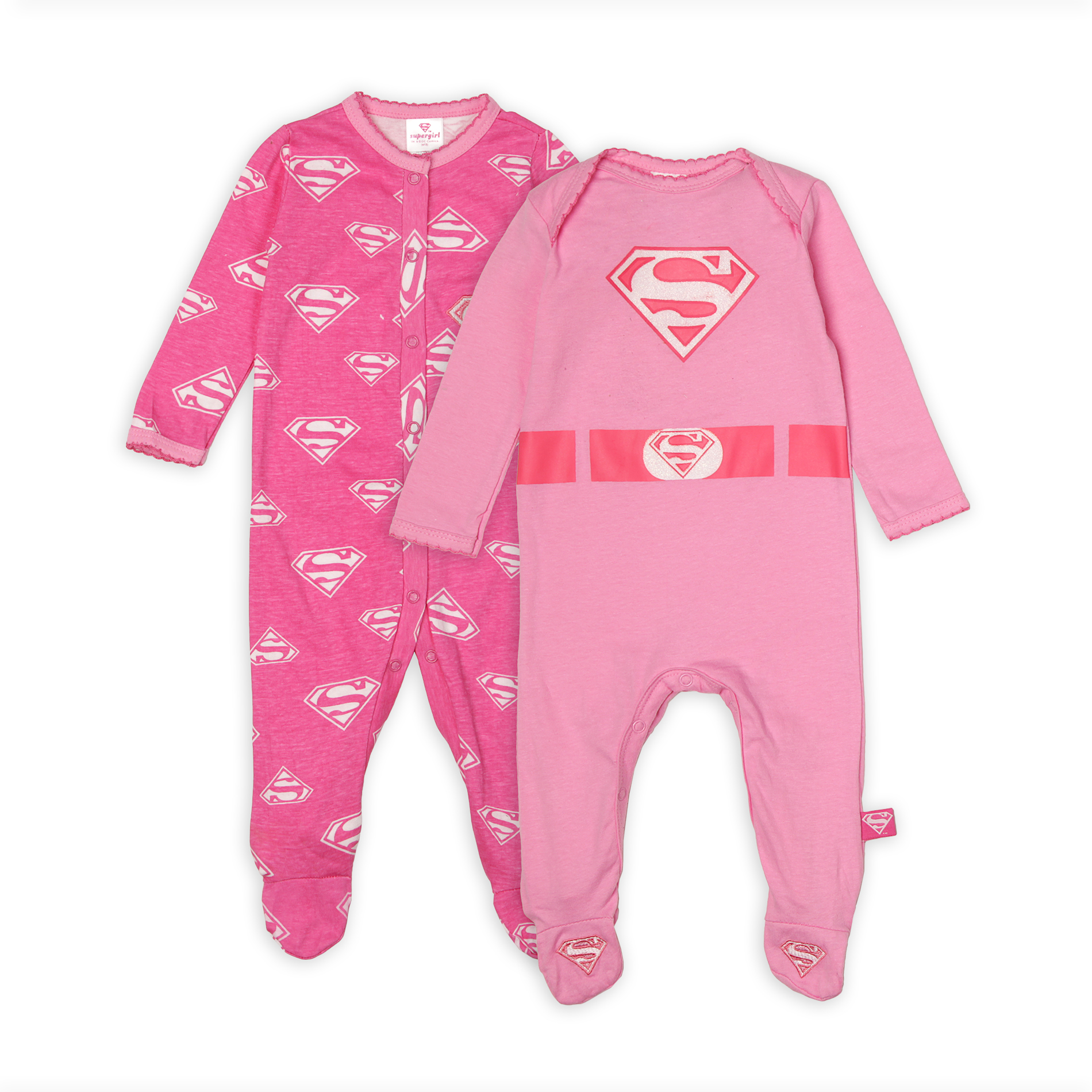 DC Comics Supergirl Infant Girl's 2 Pairs Footed Pajamas 06 Months