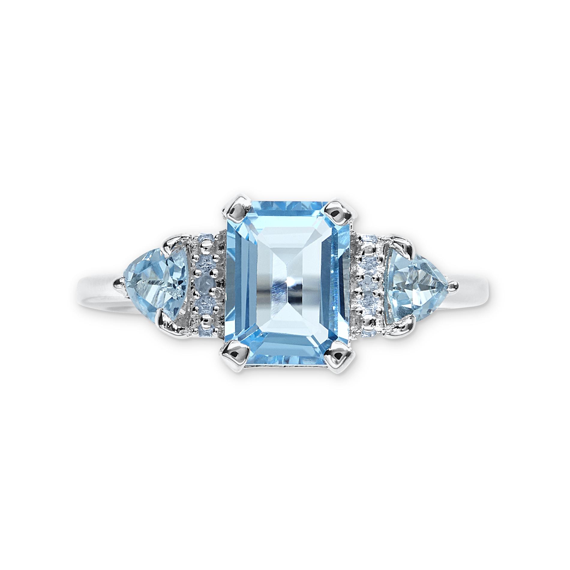 Blue Topaz & Diamond Accent Sterling Silver Ring