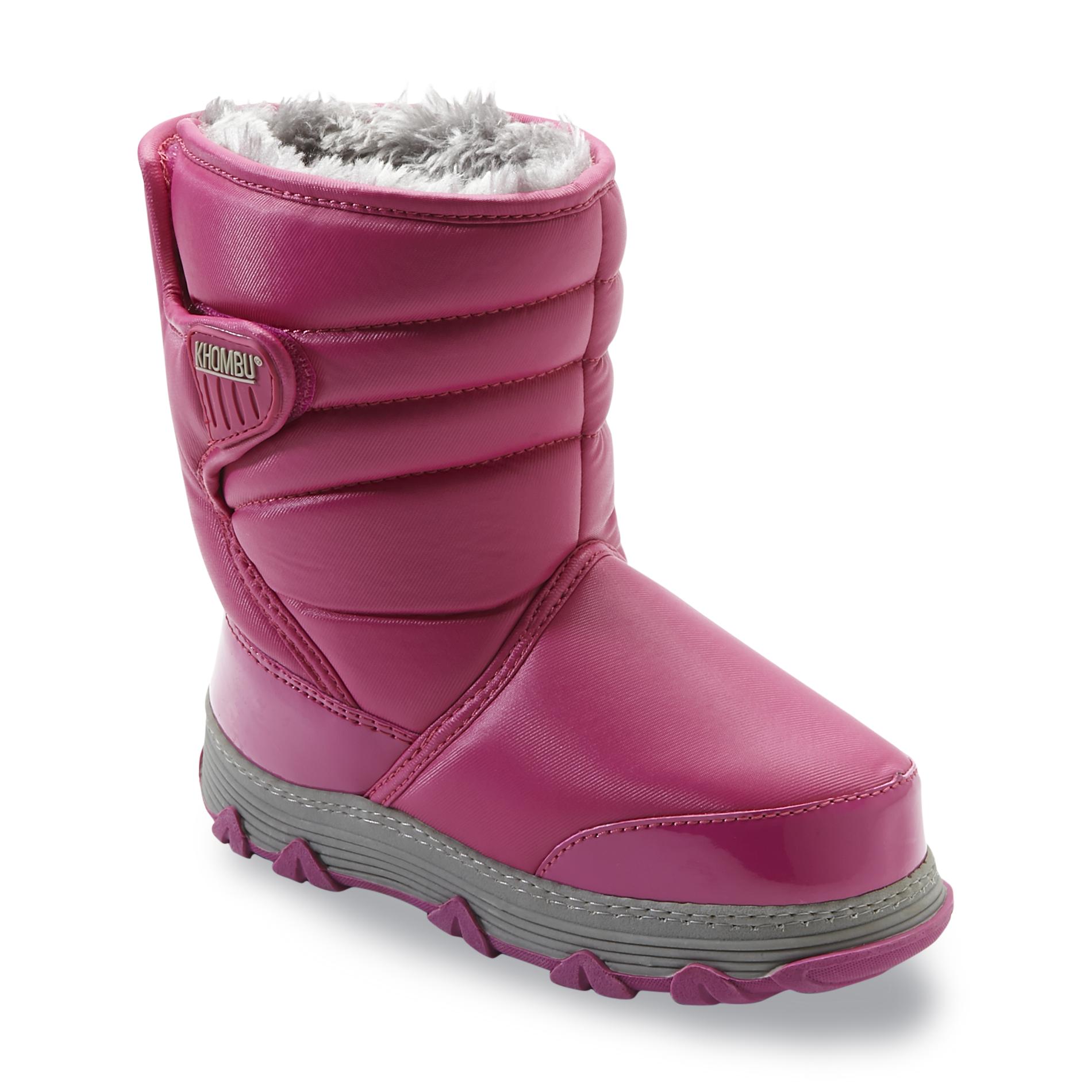 Khombu Girl's Juniper 4" Weather Resistant Pink/Gray Winter Boot