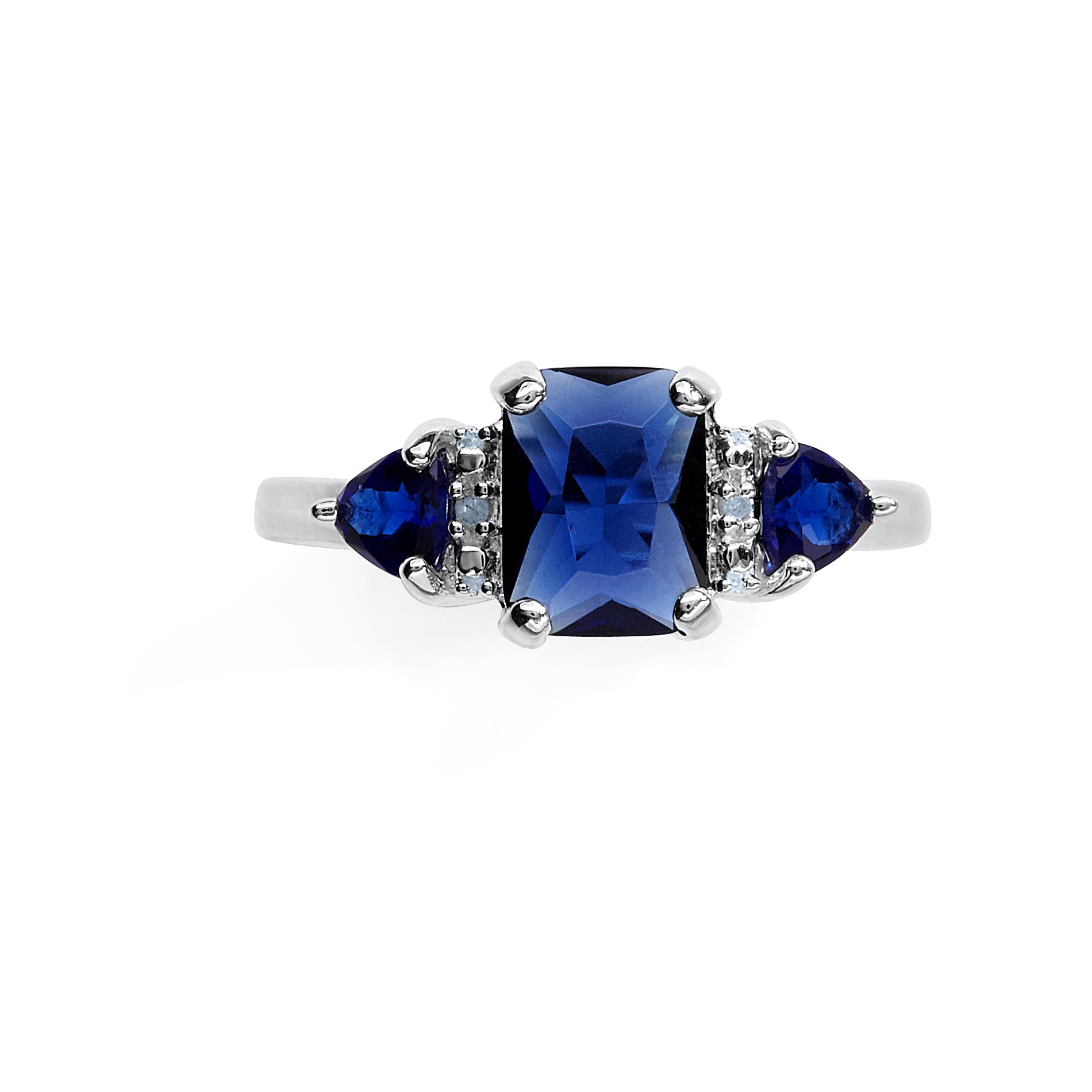 Lab Created Sapphire & Diamond Accent Sterling Silver Ring