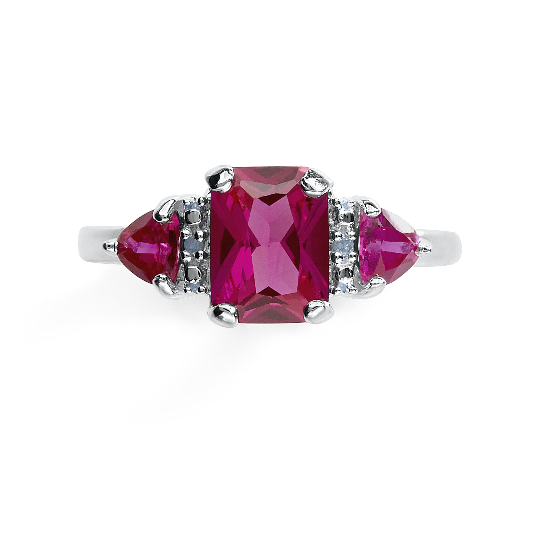 Lab Created Ruby & Diamond Accent Sterling Silver Ring