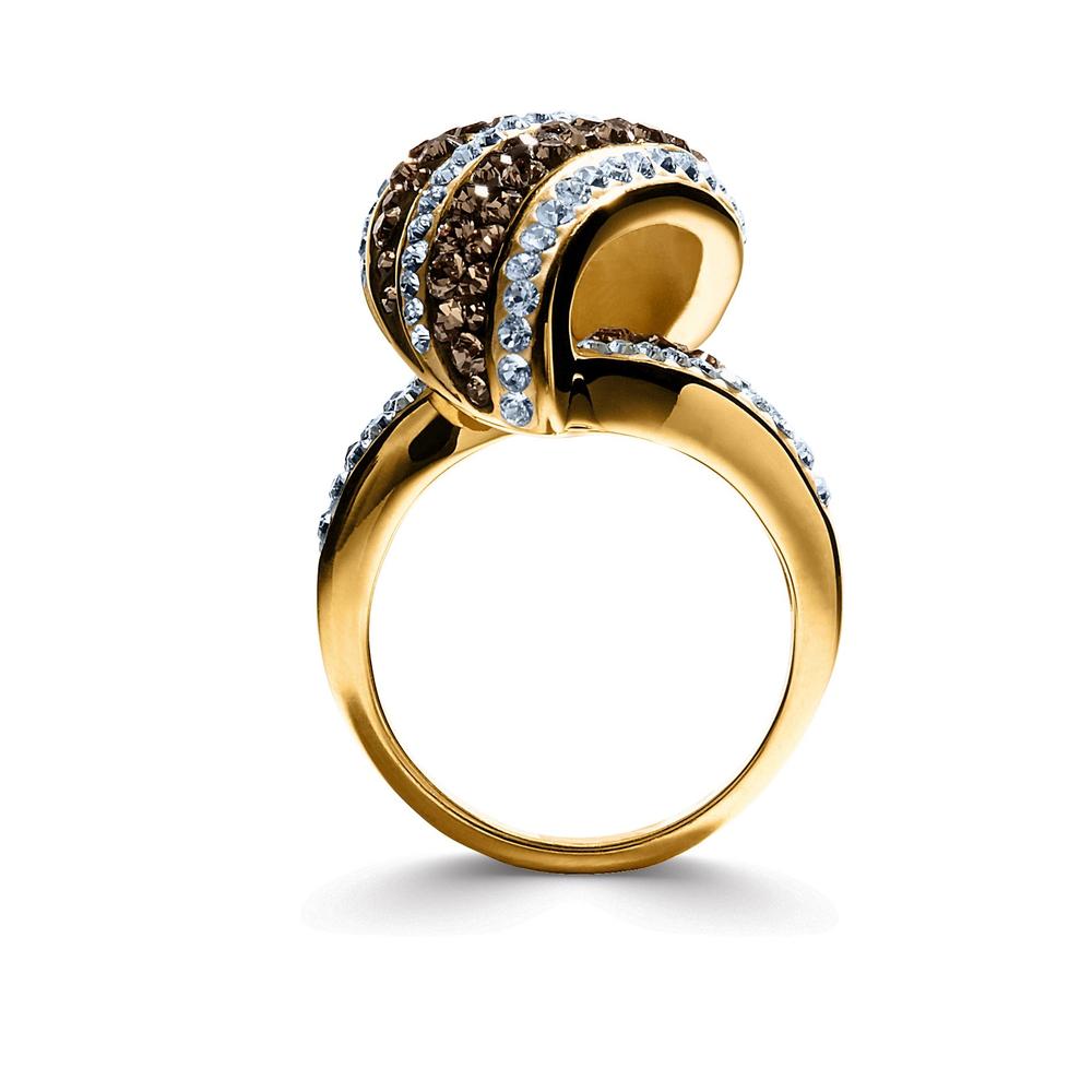 Shades Of Elegance Gold over Bronze Crystal Kite Stripe Ring