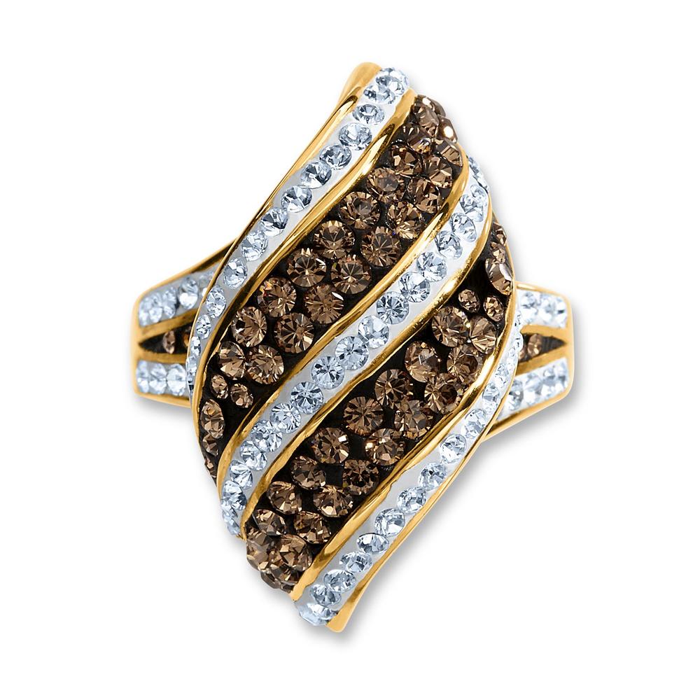 Shades Of Elegance Gold over Bronze Crystal Kite Stripe Ring