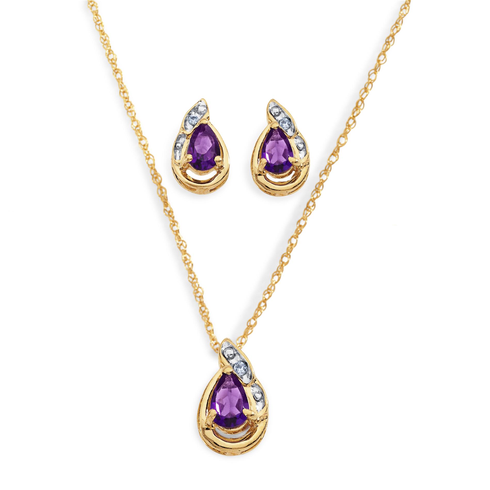 Amethyst Necklace & Earrings Set - Jewelry - Jewelry Sets