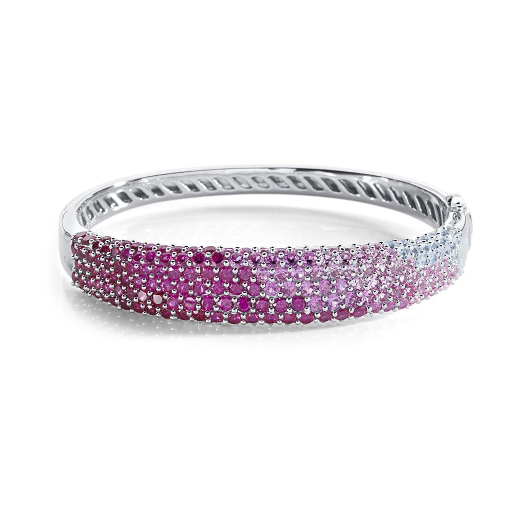 Pretty in Pave&#153; Lab Created Ruby & White Sapphire Sterling Silver Pave Bangle