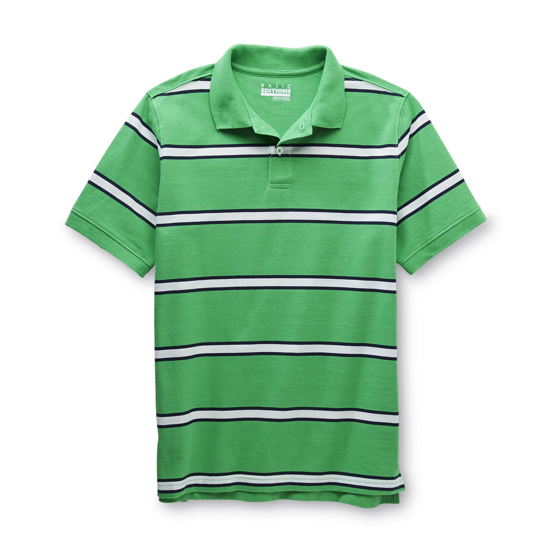 Basic Editions Boy's Pique Polo Shirt - Striped