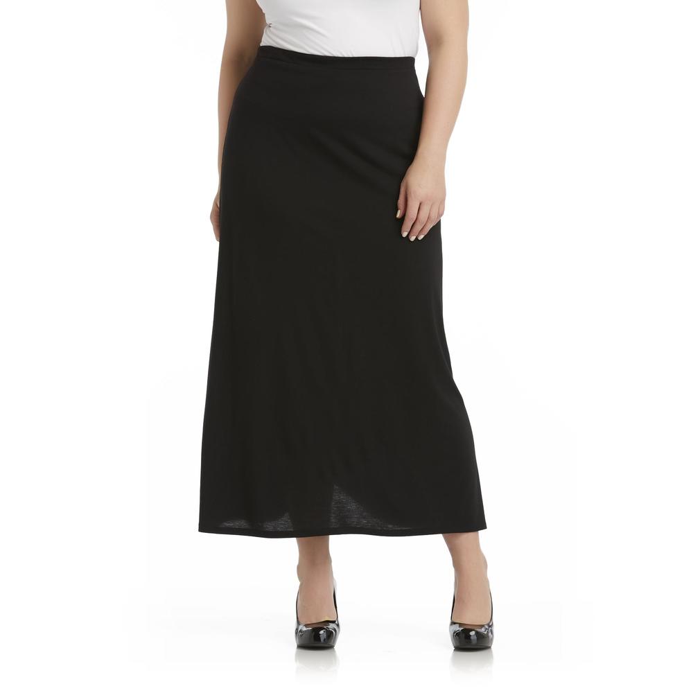 Beverly Drive Women's Plus Jersey Knit Maxi Skirt
