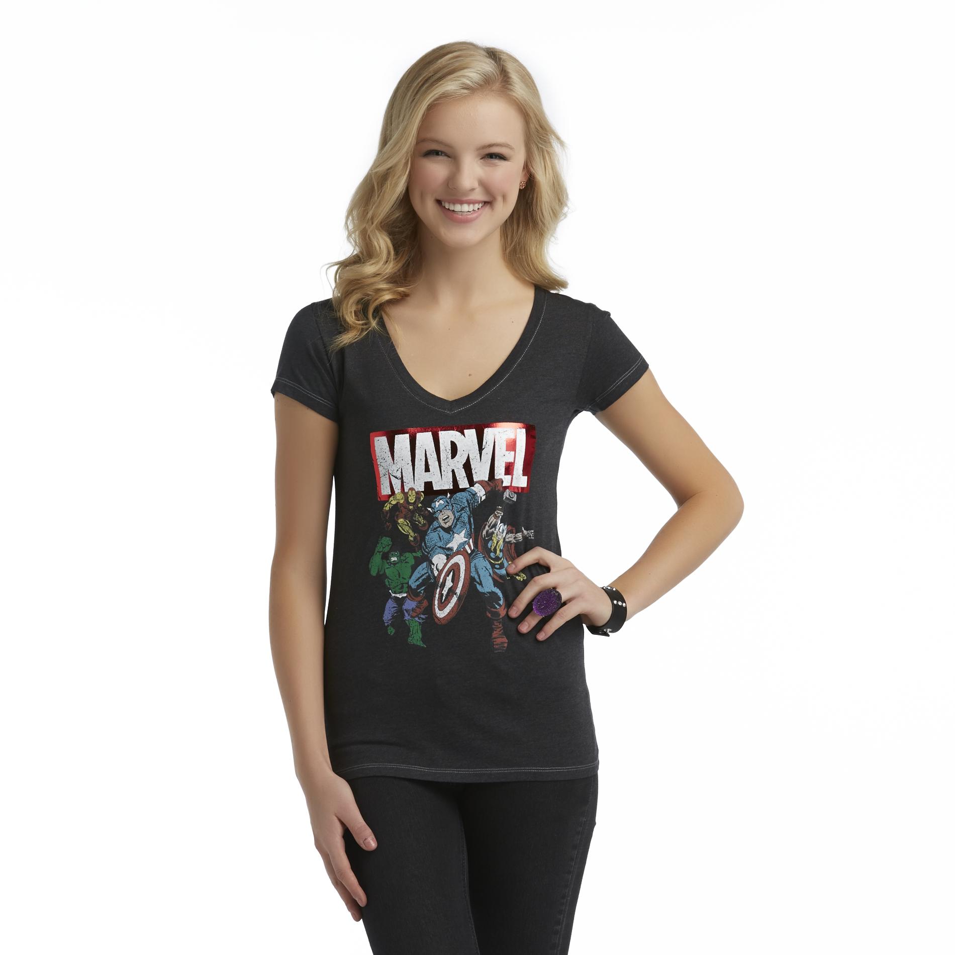 Marvel Junior's V-Neck Graphic T-Shirt