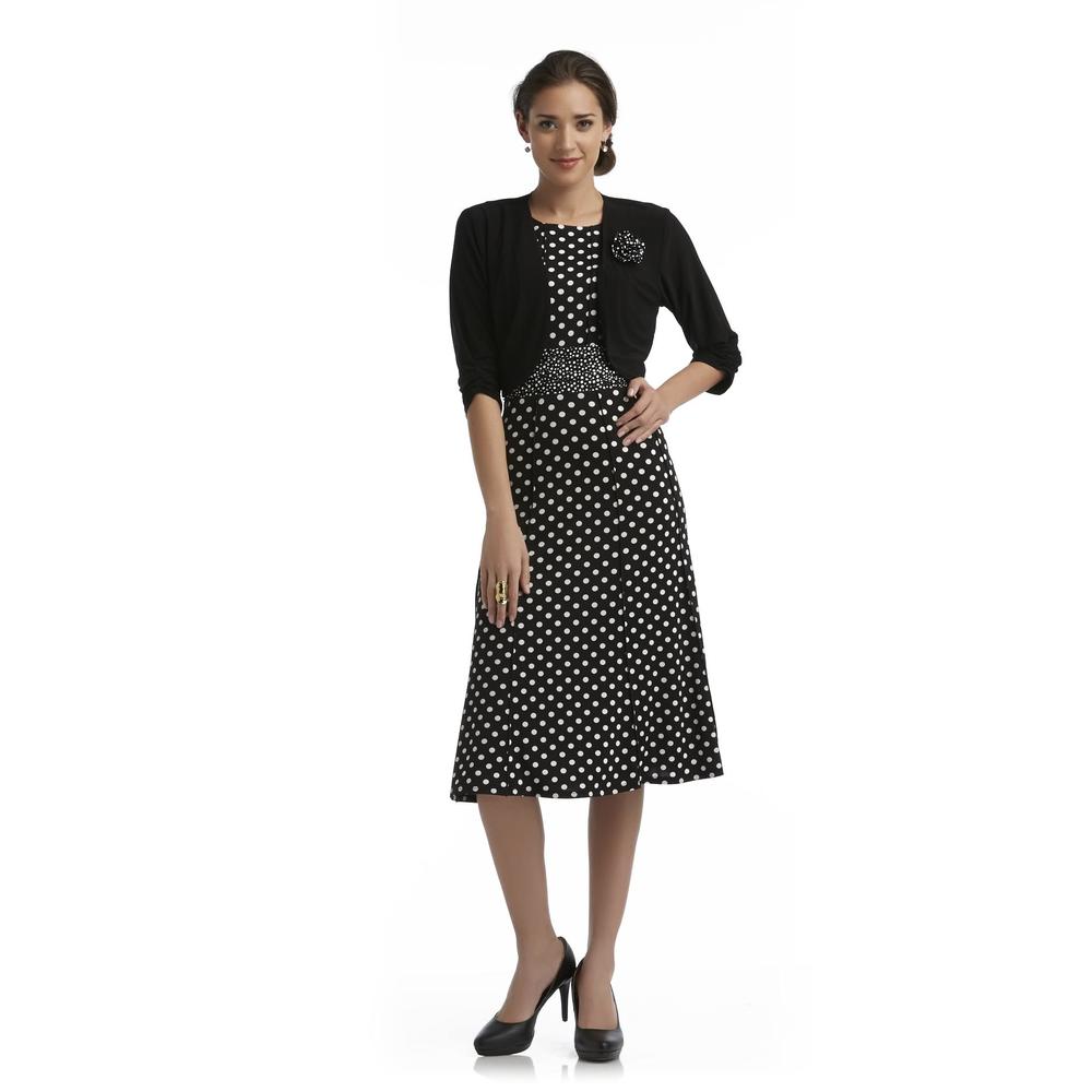 Perception Women's Sleeveless Dress & Cardigan - Polka Dots