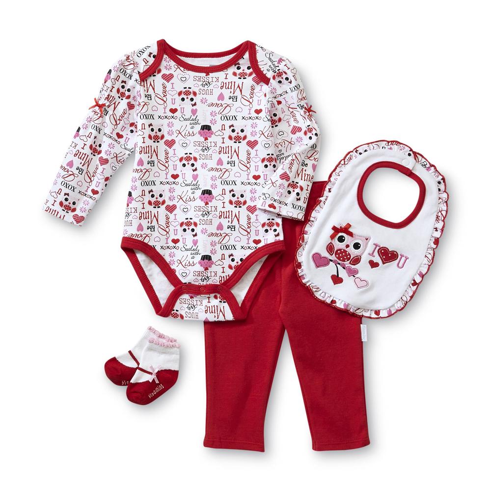 Vitamins Baby Newborn Girl's Valentine's Bodysuit & Leggings Set - Owl